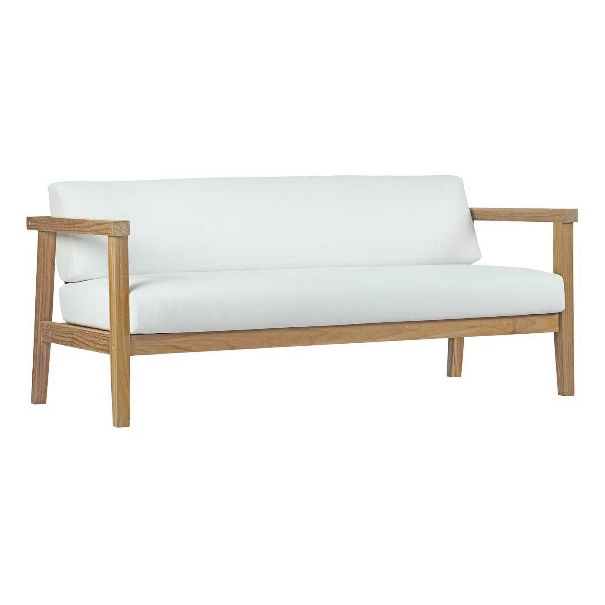 Bayport Outdoor Patio Teak Sofa, Natural White