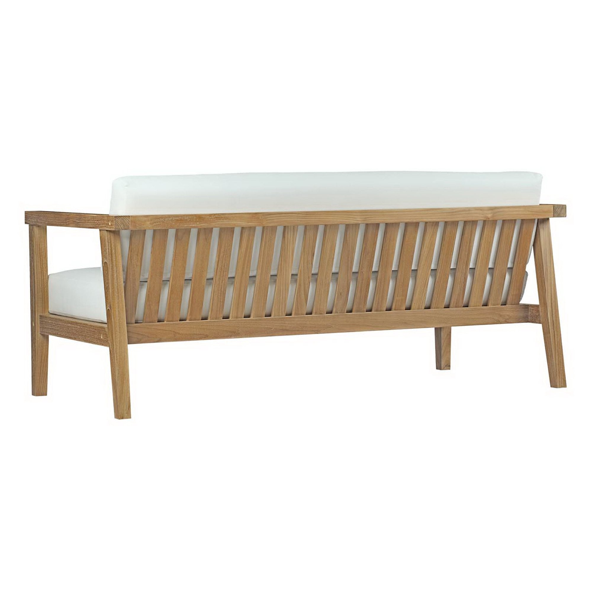Bayport Outdoor Patio Teak Sofa, Natural White