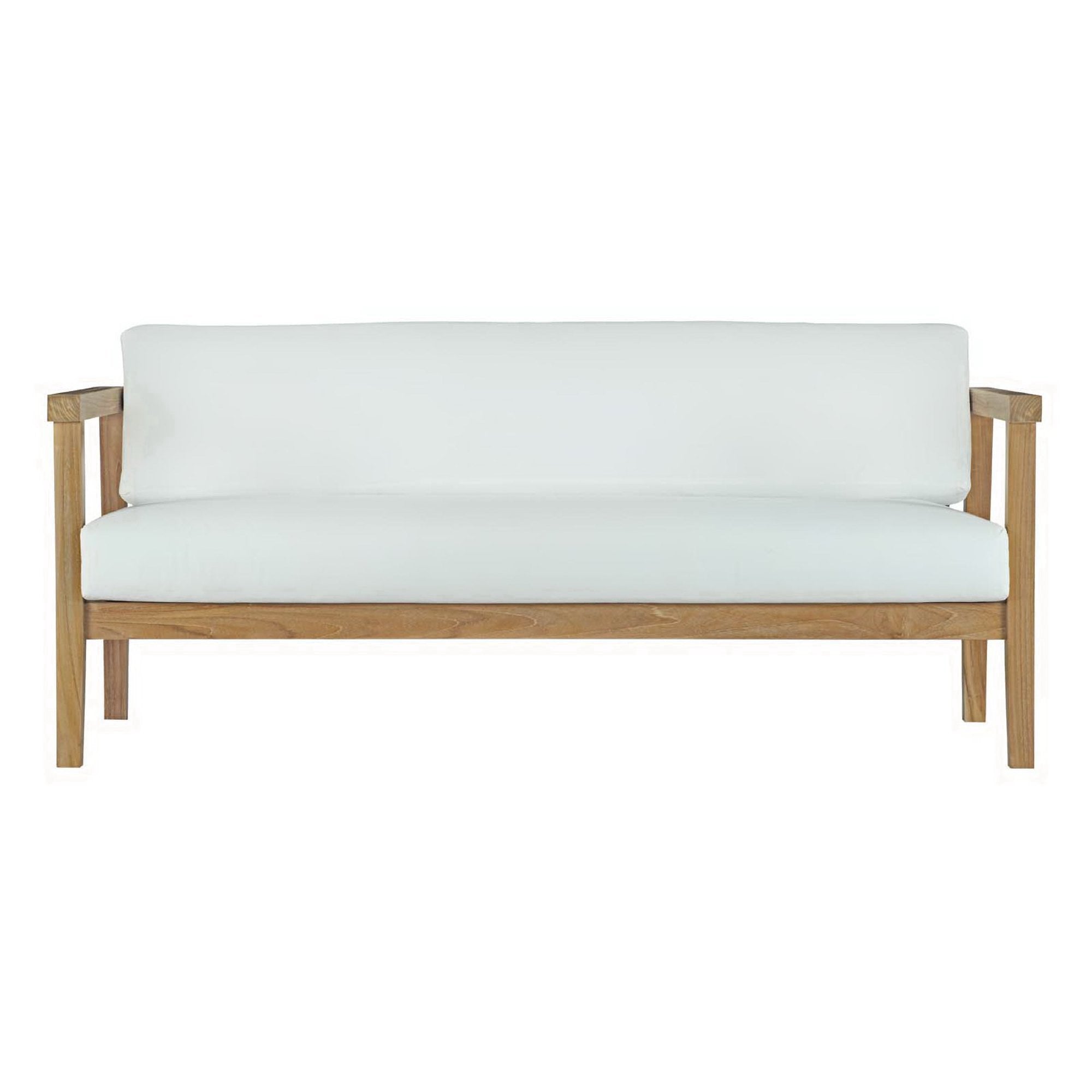 Bayport Outdoor Patio Teak Sofa, Natural White