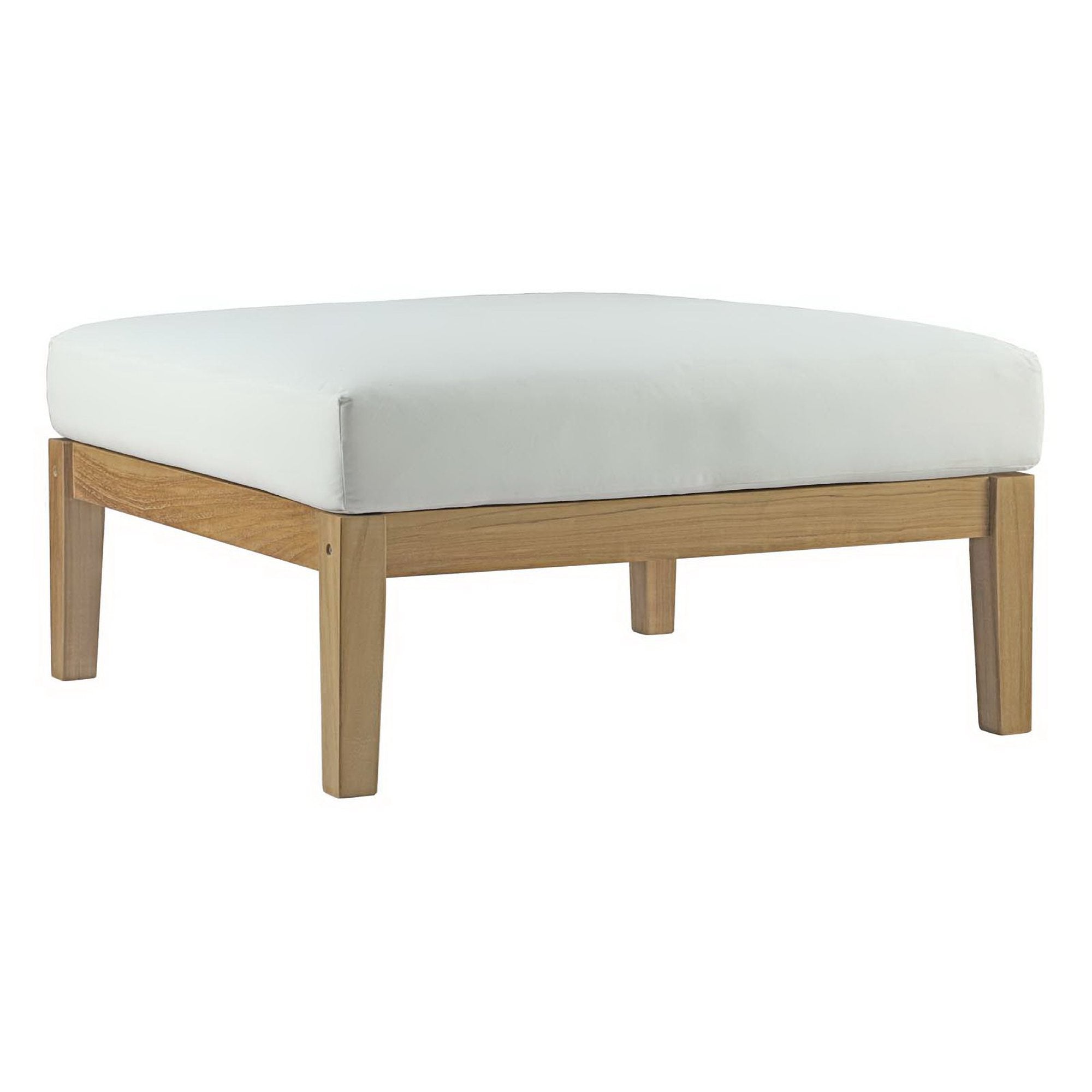 Bayport Outdoor Patio Teak Ottoman, Natural White