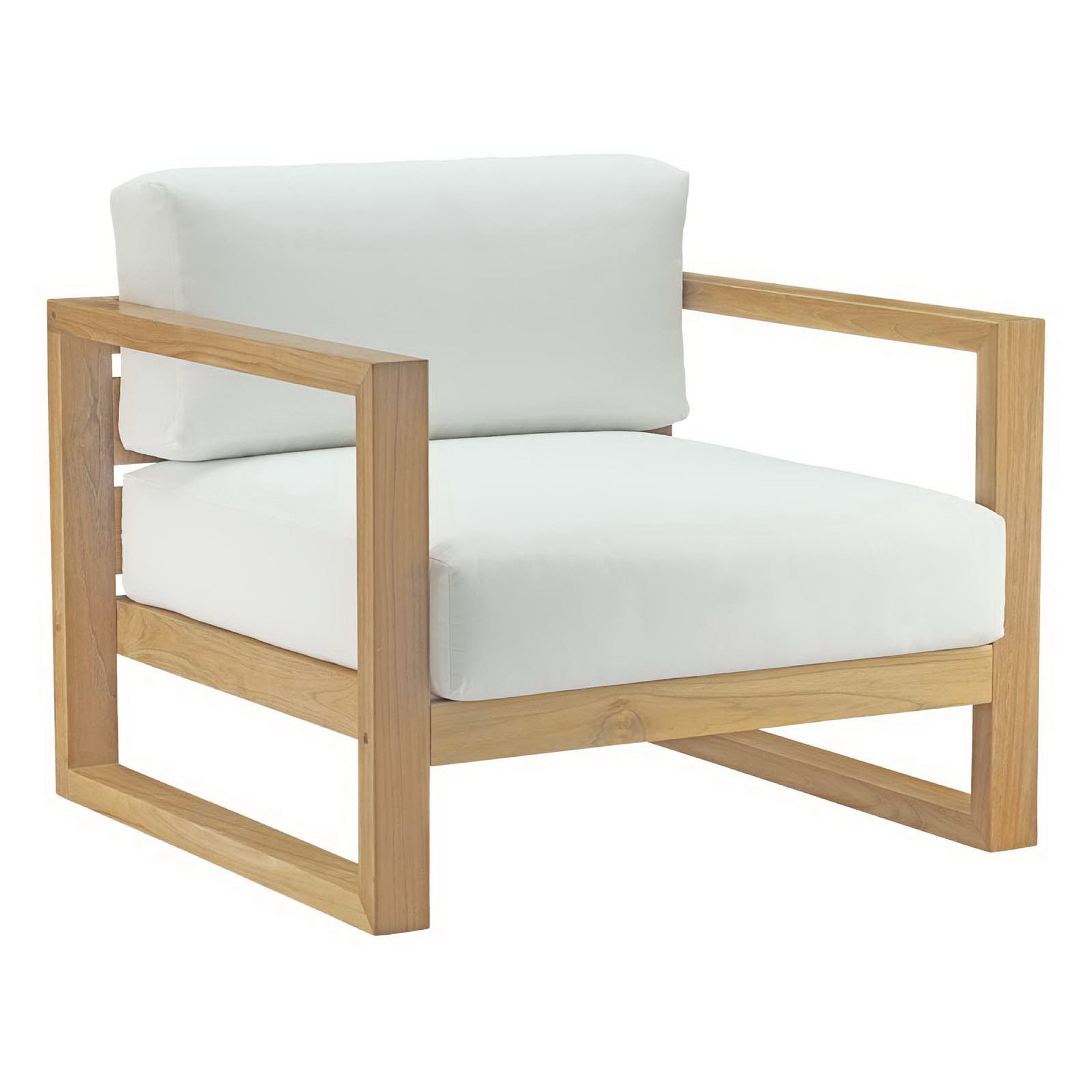 Upland Outdoor Patio Teak Armchair, Natural White