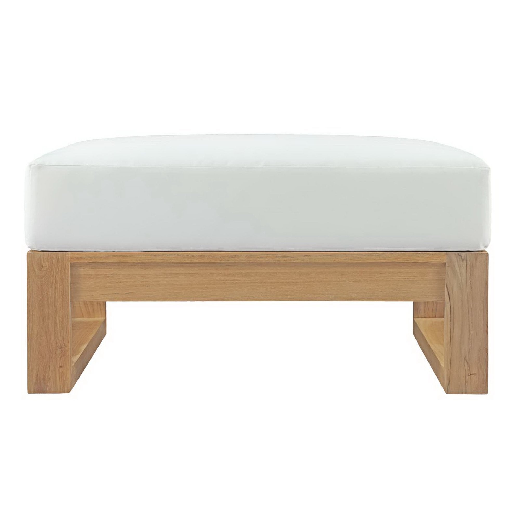 Upland Outdoor Patio Teak Ottoman, Natural White