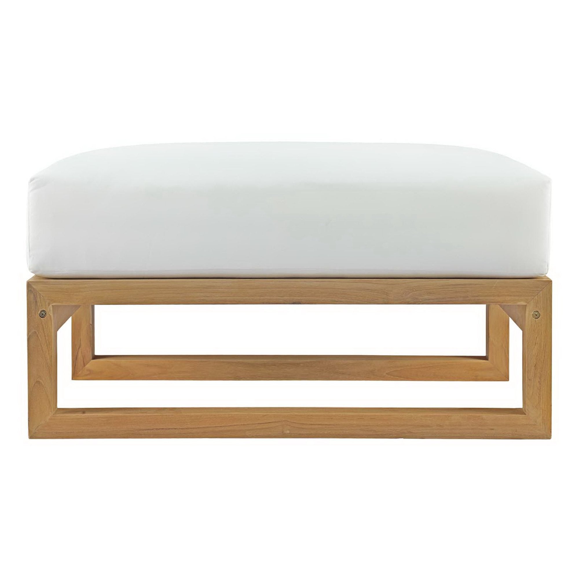 Upland Outdoor Patio Teak Ottoman, Natural White