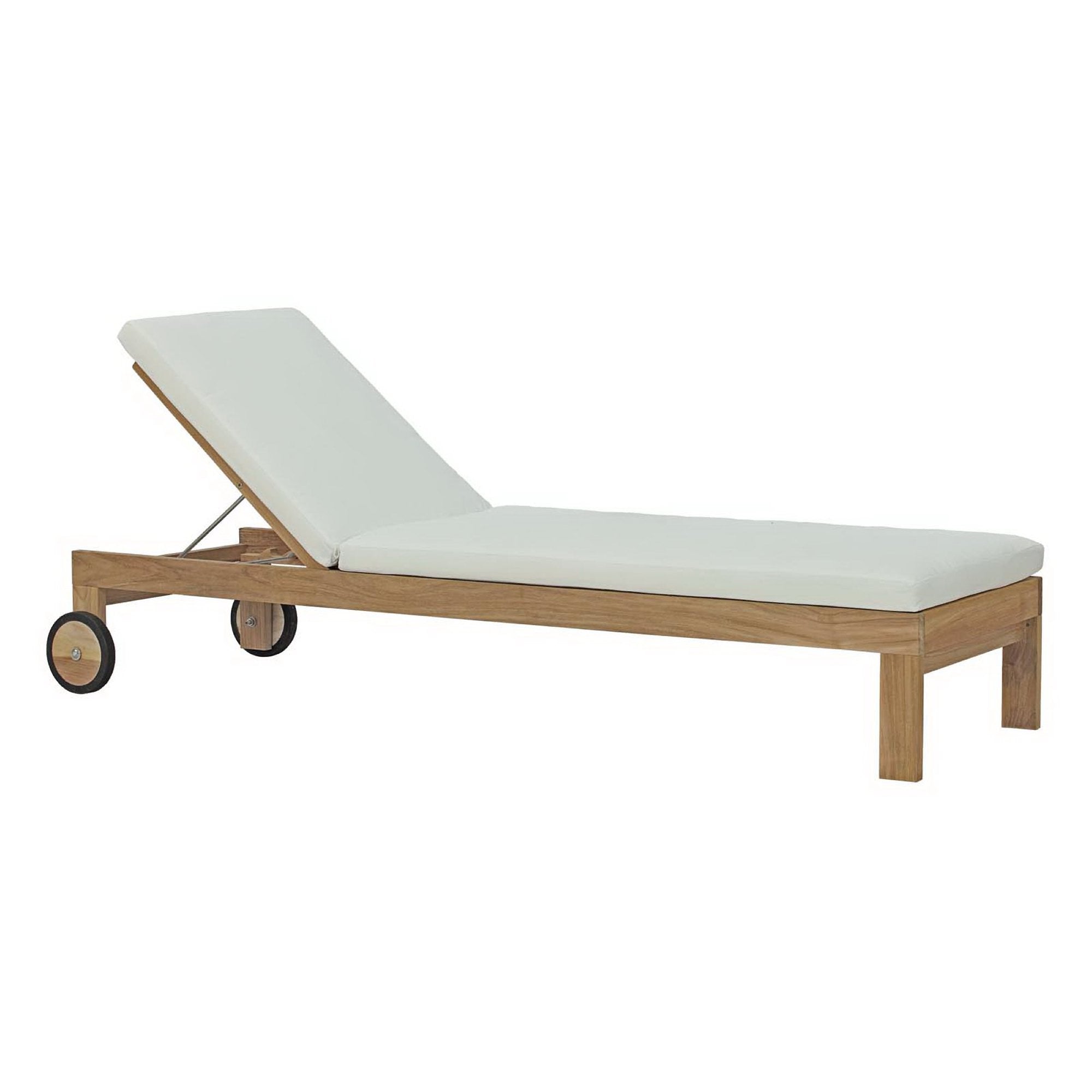 Upland Outdoor Patio Teak Chaise, Natural White