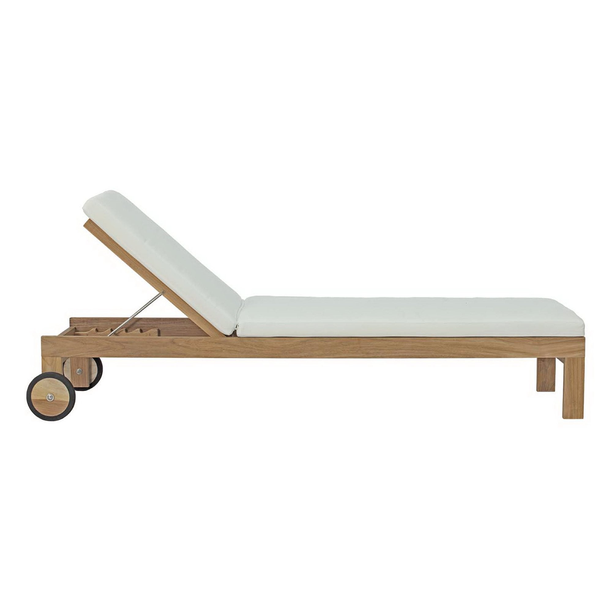 Upland Outdoor Patio Teak Chaise, Natural White