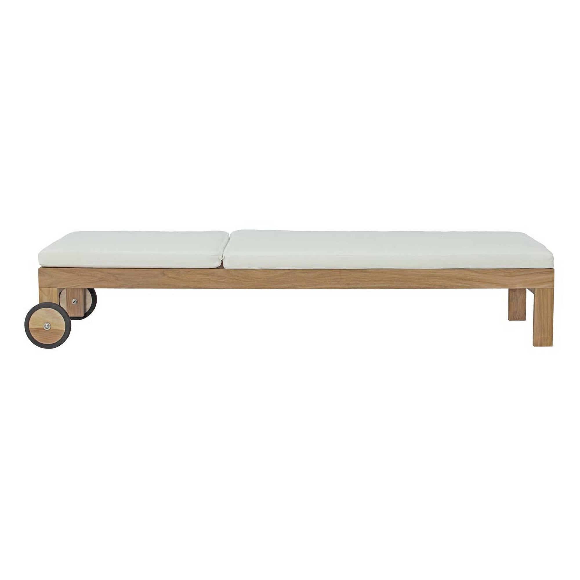 Upland Outdoor Patio Teak Chaise, Natural White