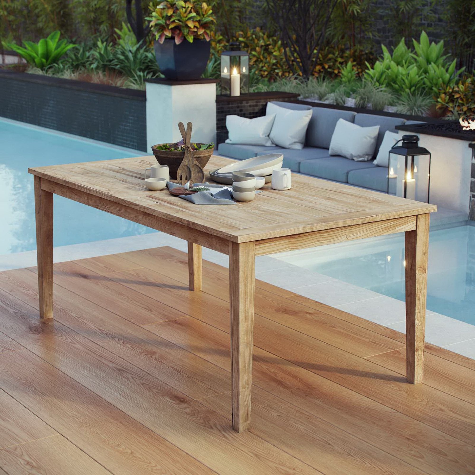 Marina 72" Outdoor Patio Teak Dining Table, Natural
