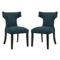 Curve Fabric Dining Side Chair Set of 2, Azure
