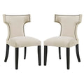 Curve Fabric Dining Side Chair Set of 2, Beige