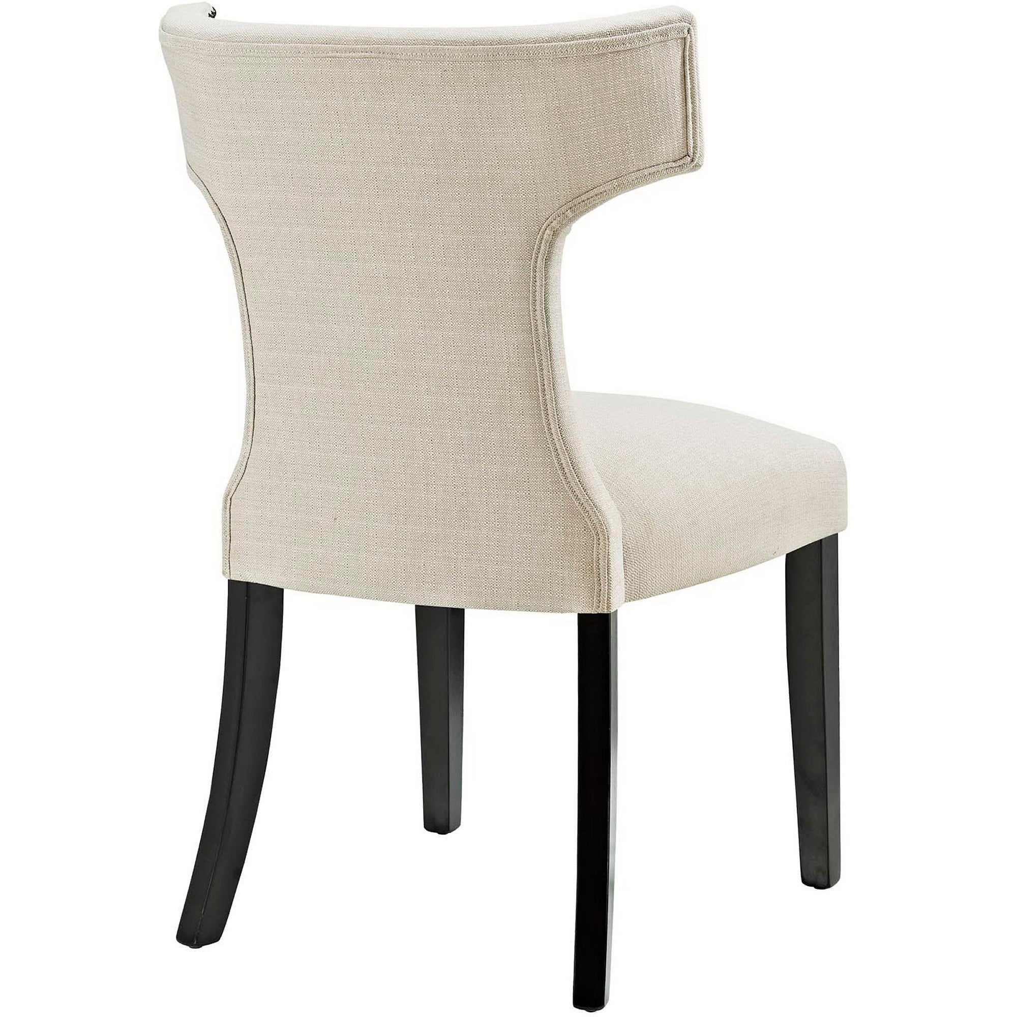 Curve Fabric Dining Side Chair Set of 2, Beige