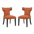 Curve Fabric Dining Side Chair Set of 2, Orange