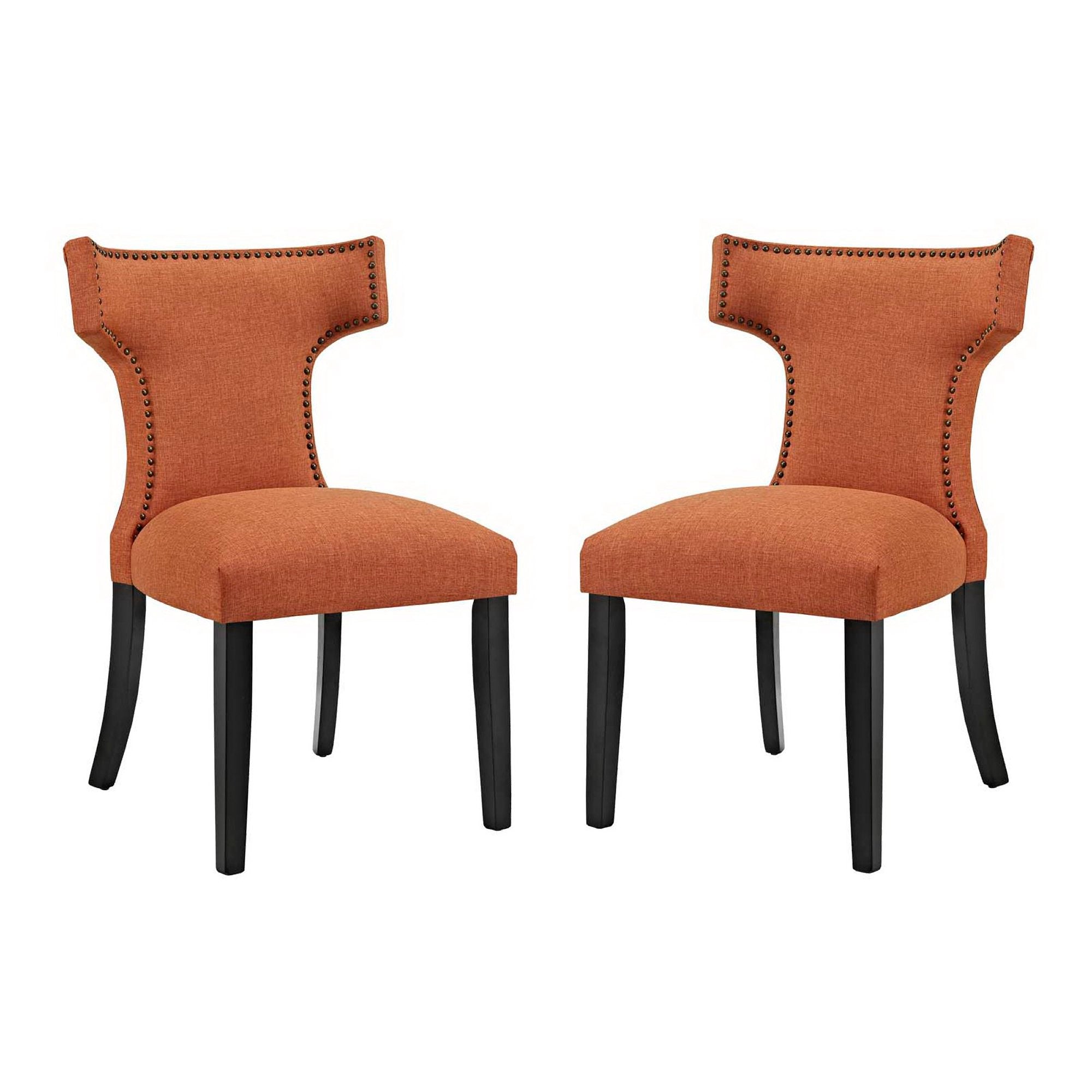 Curve Fabric Dining Side Chair Set of 2, Orange