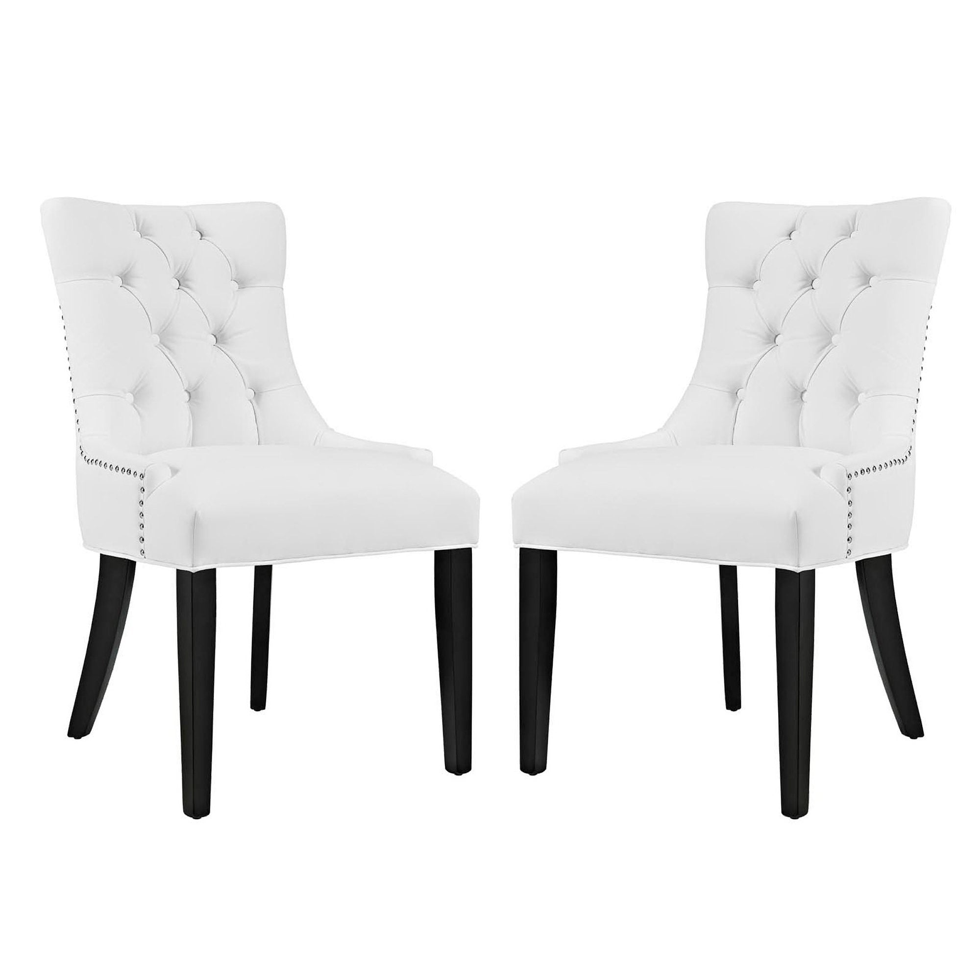 Regent Vinyl Dining Side Chair Set of 2, White