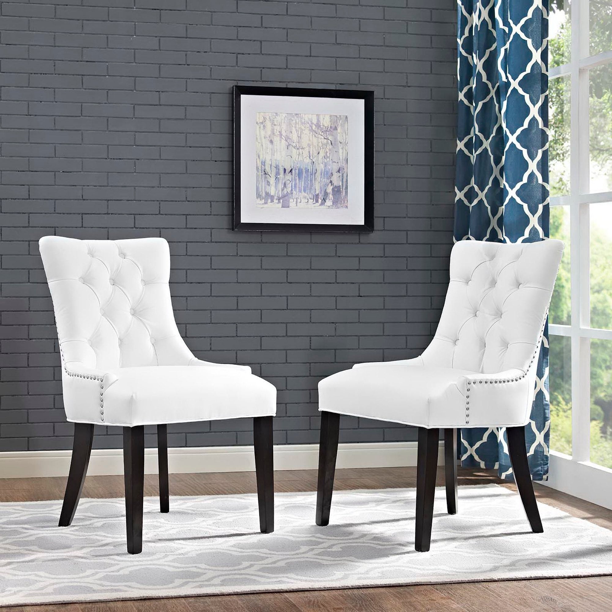 Regent Vinyl Dining Side Chair Set of 2, White