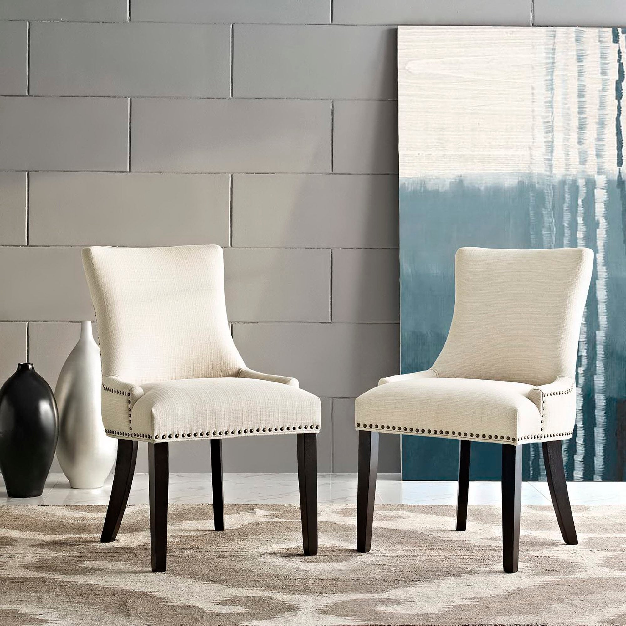 Marquis Fabric Dining Side Chair Set of 2, Beige