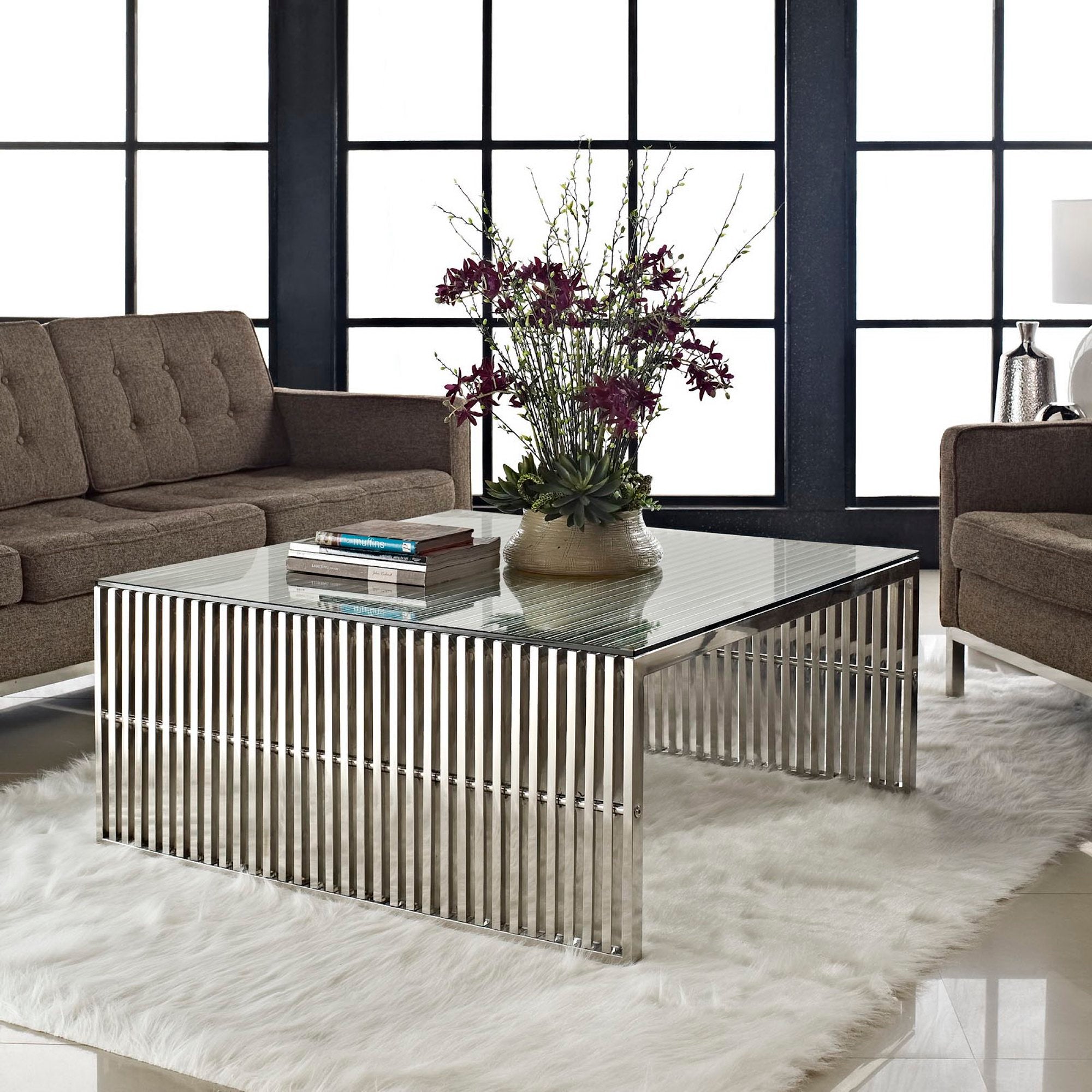 Gridiron Coffee Table, Silver