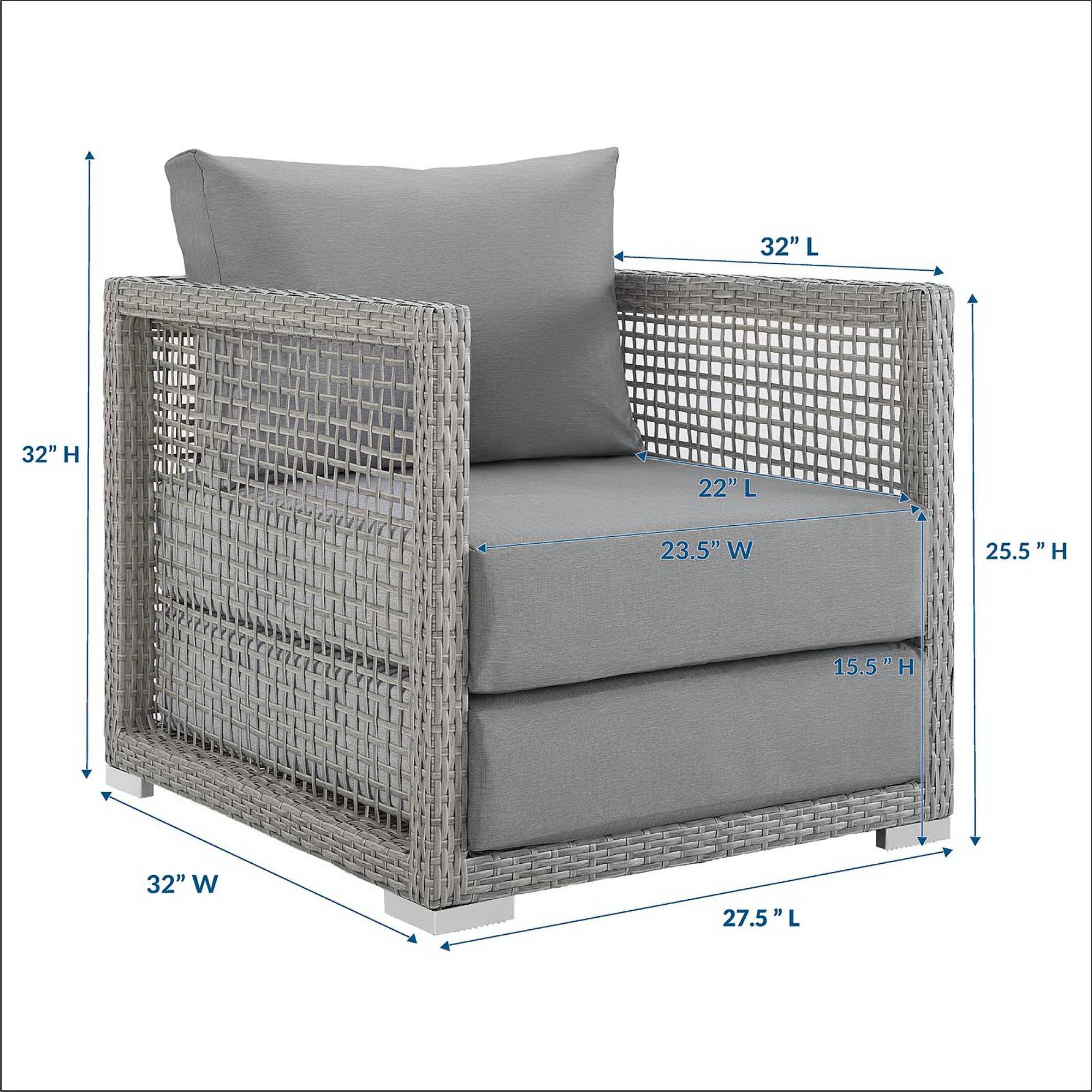 Aura Rattan Outdoor Patio Armchair, Gray Gray