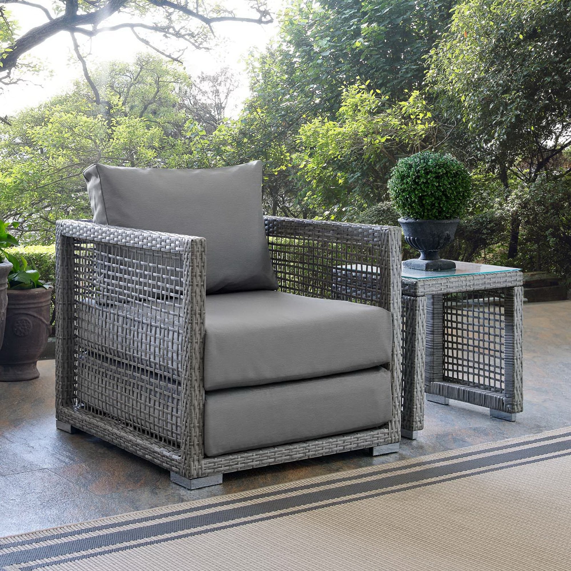 Aura Rattan Outdoor Patio Armchair, Gray Gray