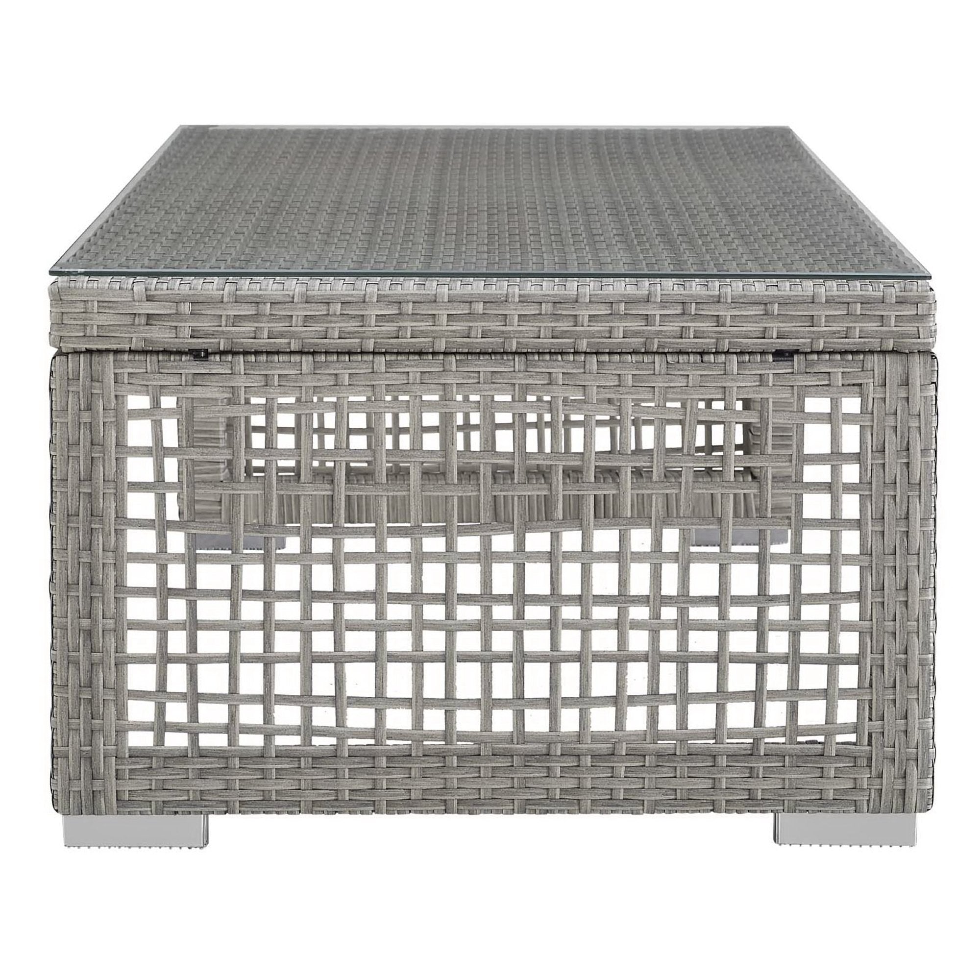 Aura Rattan Outdoor Patio Coffee Table, Gray
