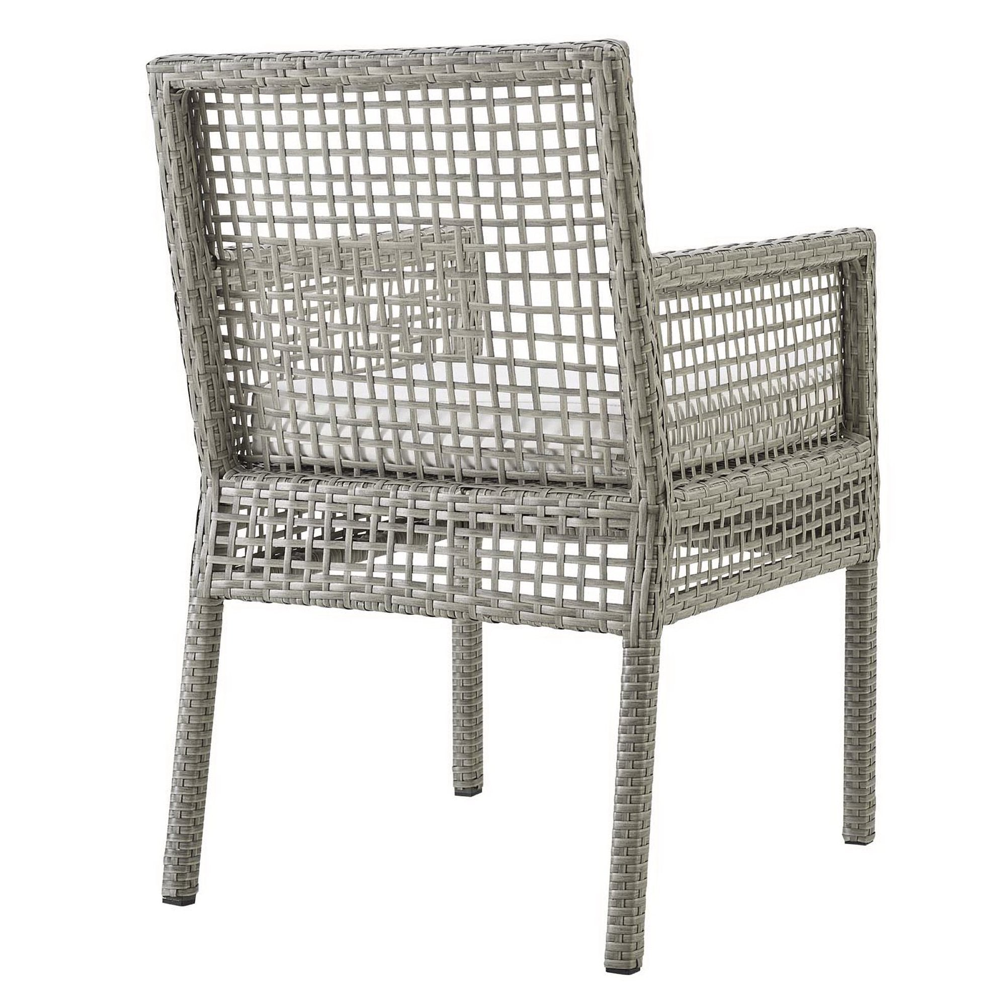 Aura Outdoor Patio Wicker Rattan Dining Armchair, Gray White