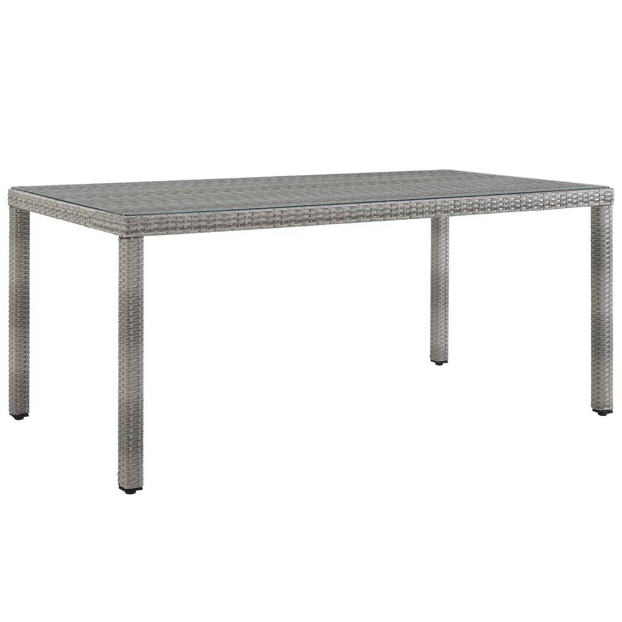Aura 68" Outdoor Patio Wicker Rattan Dining Table, Gray