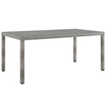 Aura 68" Outdoor Patio Wicker Rattan Dining Table, Gray
