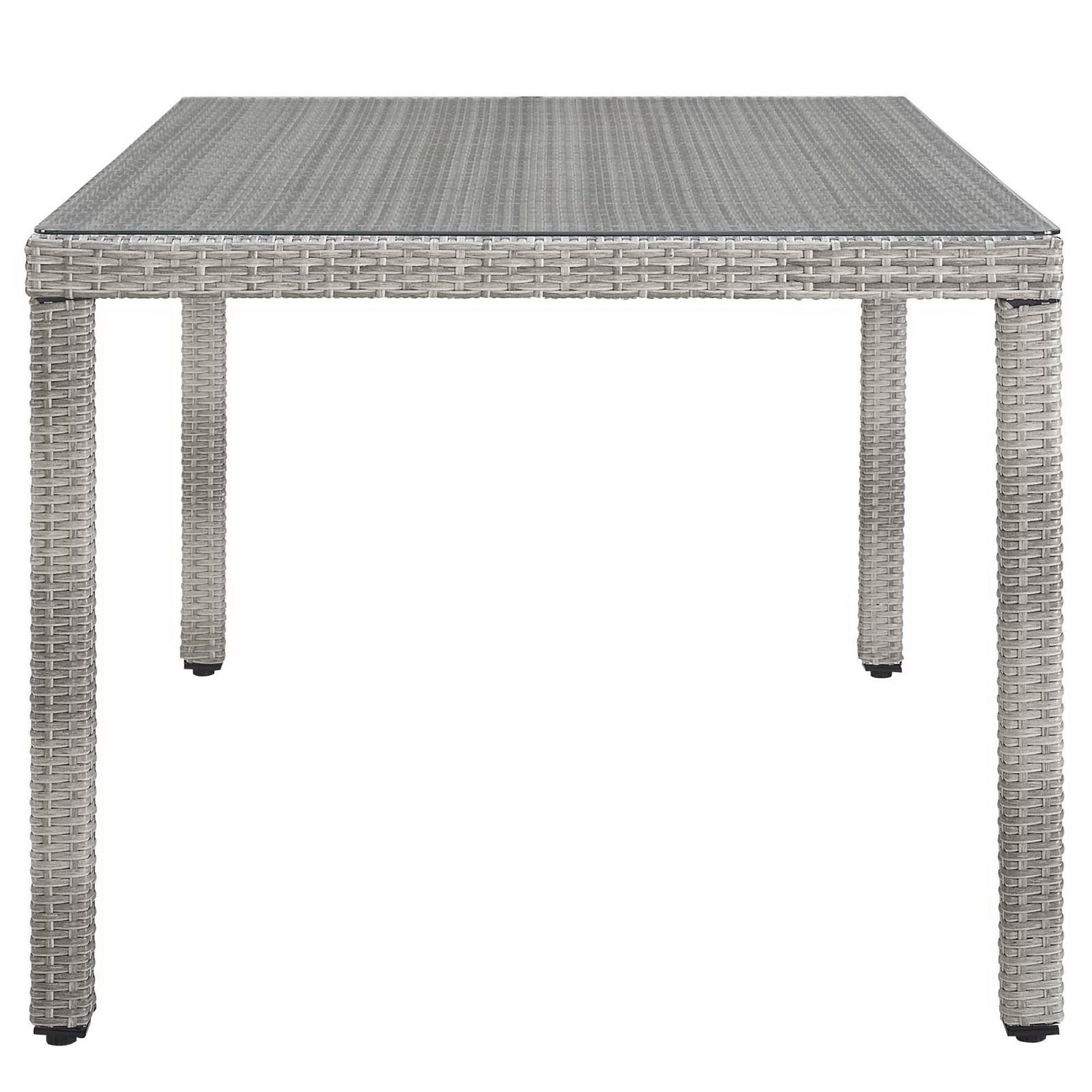 Aura 68" Outdoor Patio Wicker Rattan Dining Table, Gray