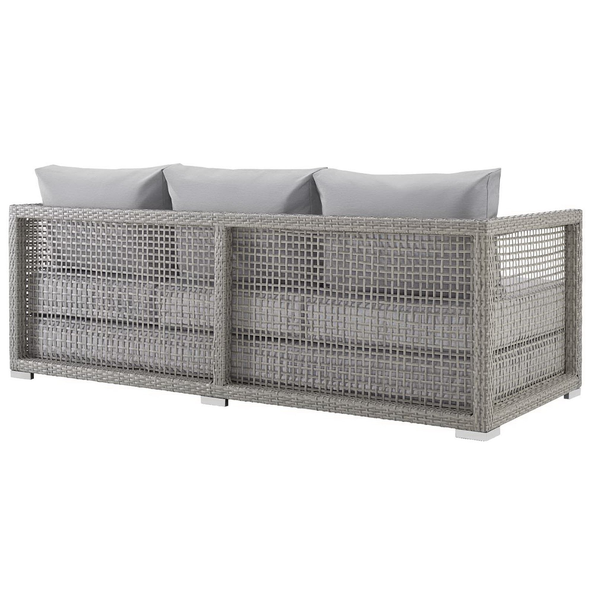 Aura Outdoor Patio Wicker Rattan Sofa, Gray Gray