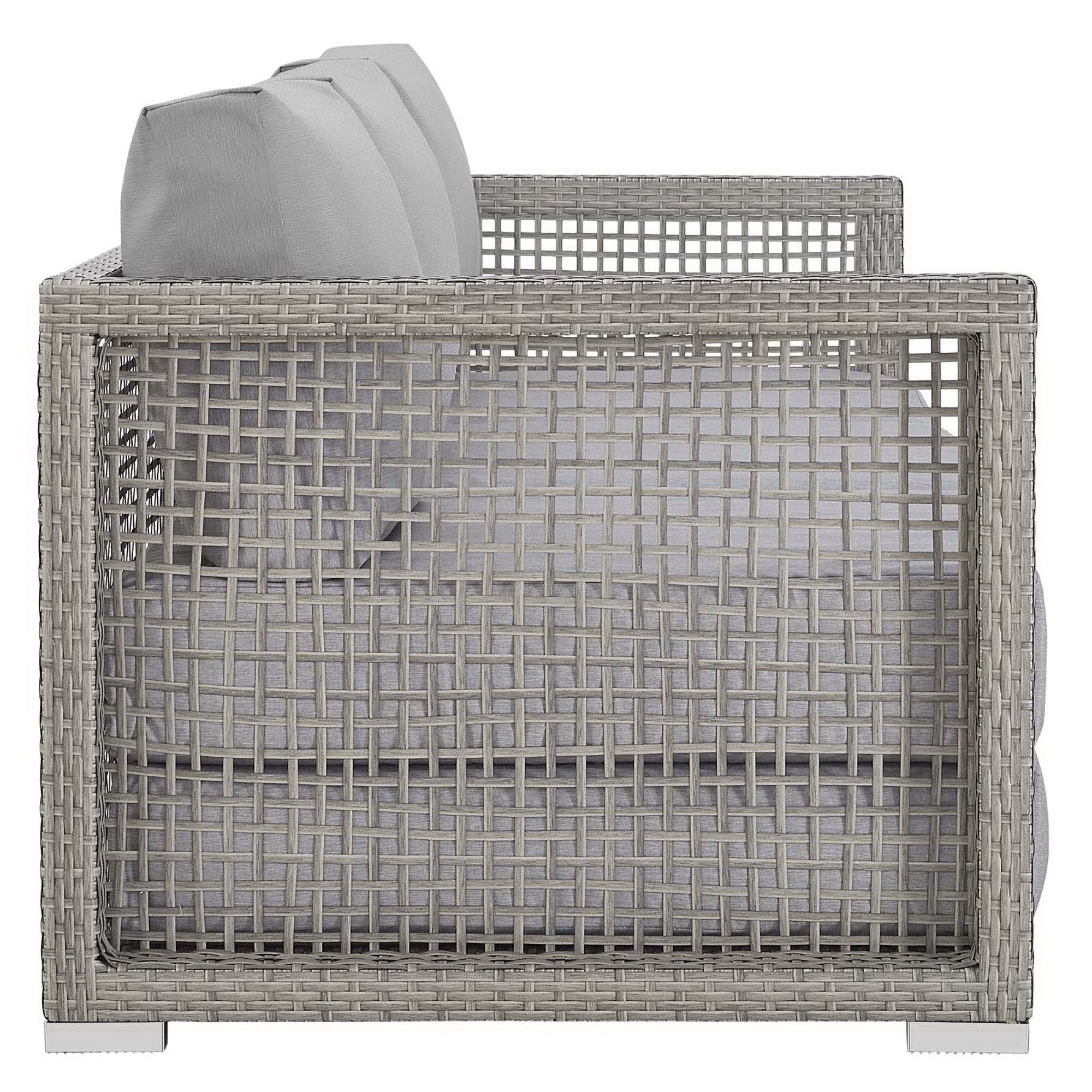 Aura Outdoor Patio Wicker Rattan Sofa, Gray Gray