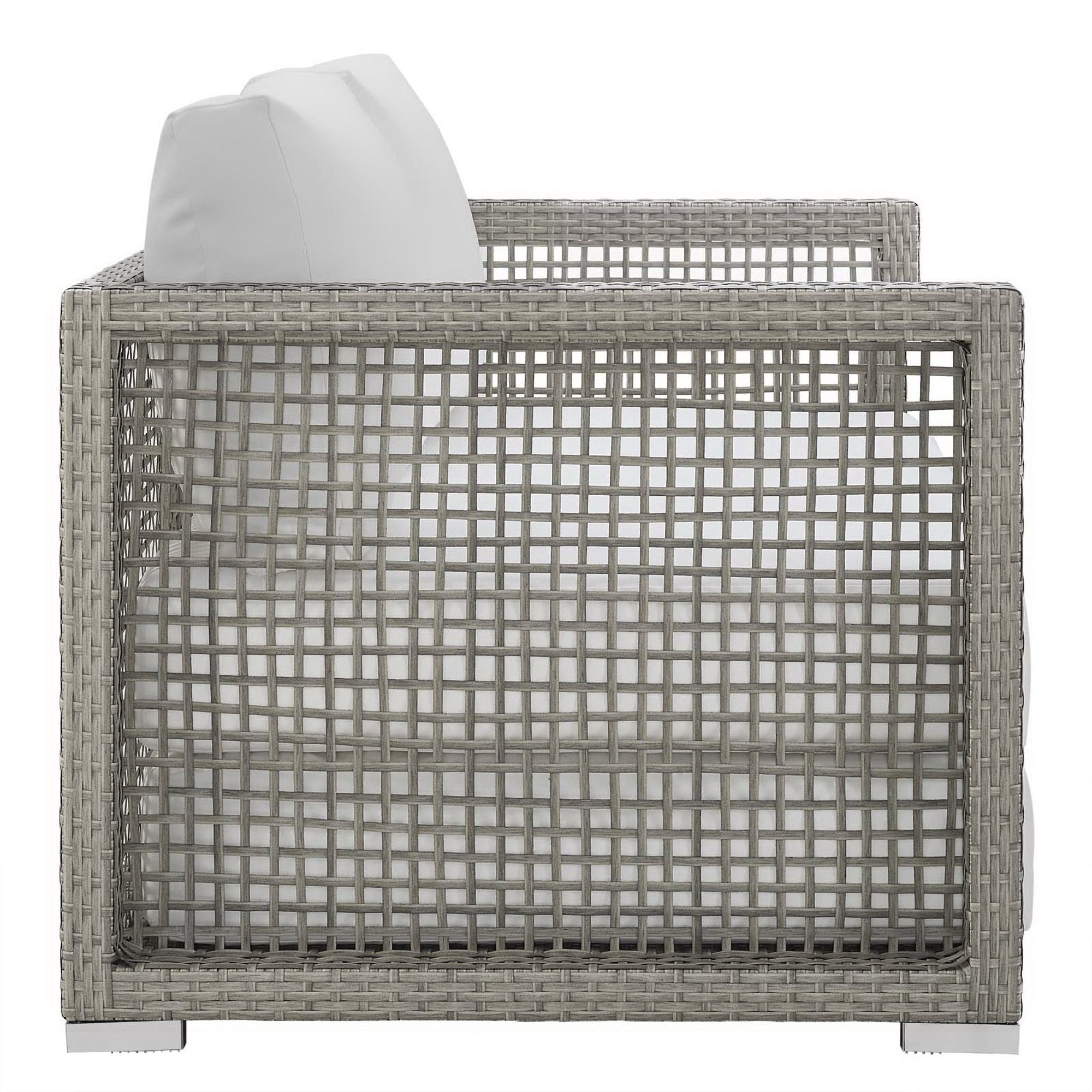 Aura Outdoor Patio Wicker Rattan Loveseat, Gray White