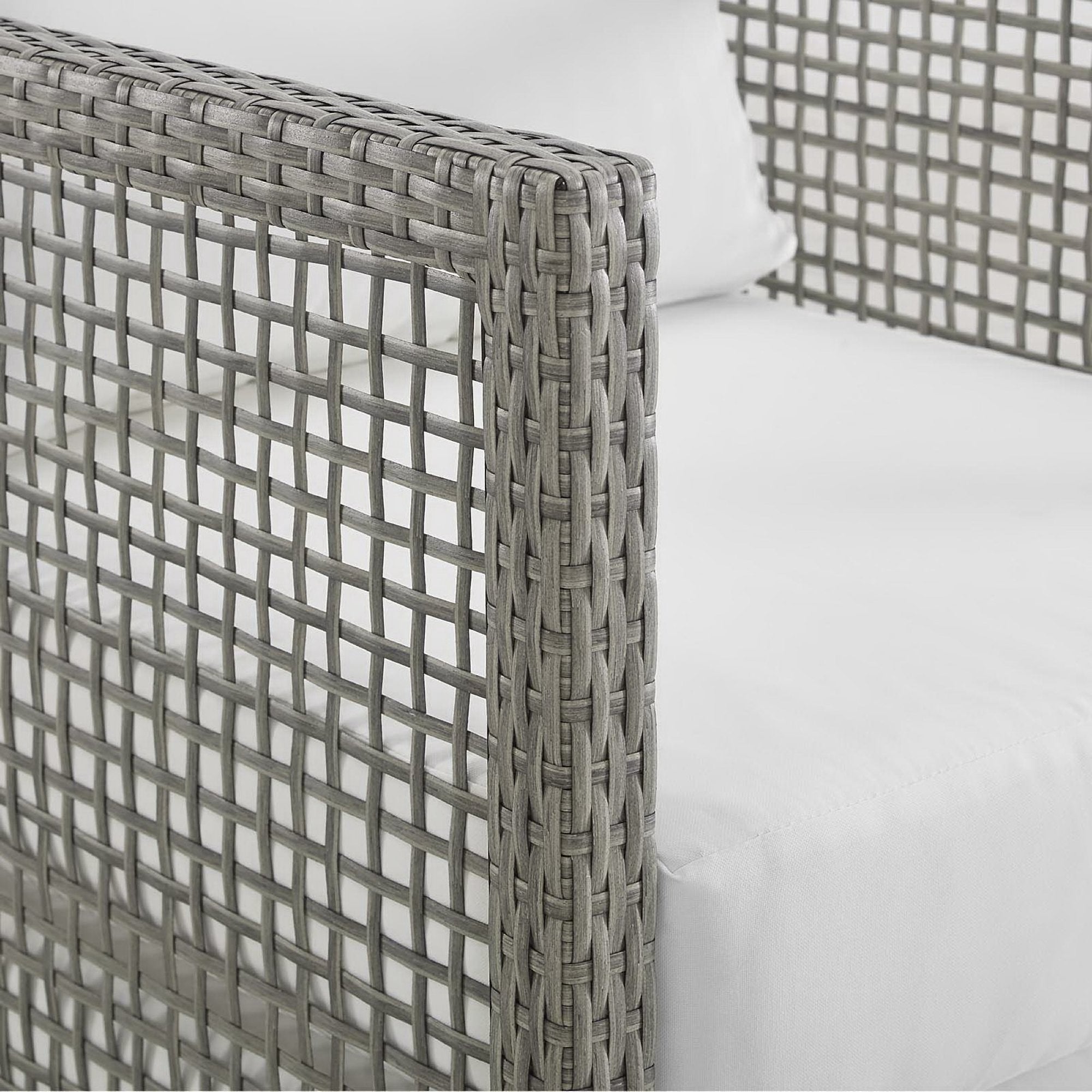 Aura Outdoor Patio Wicker Rattan Loveseat, Gray White