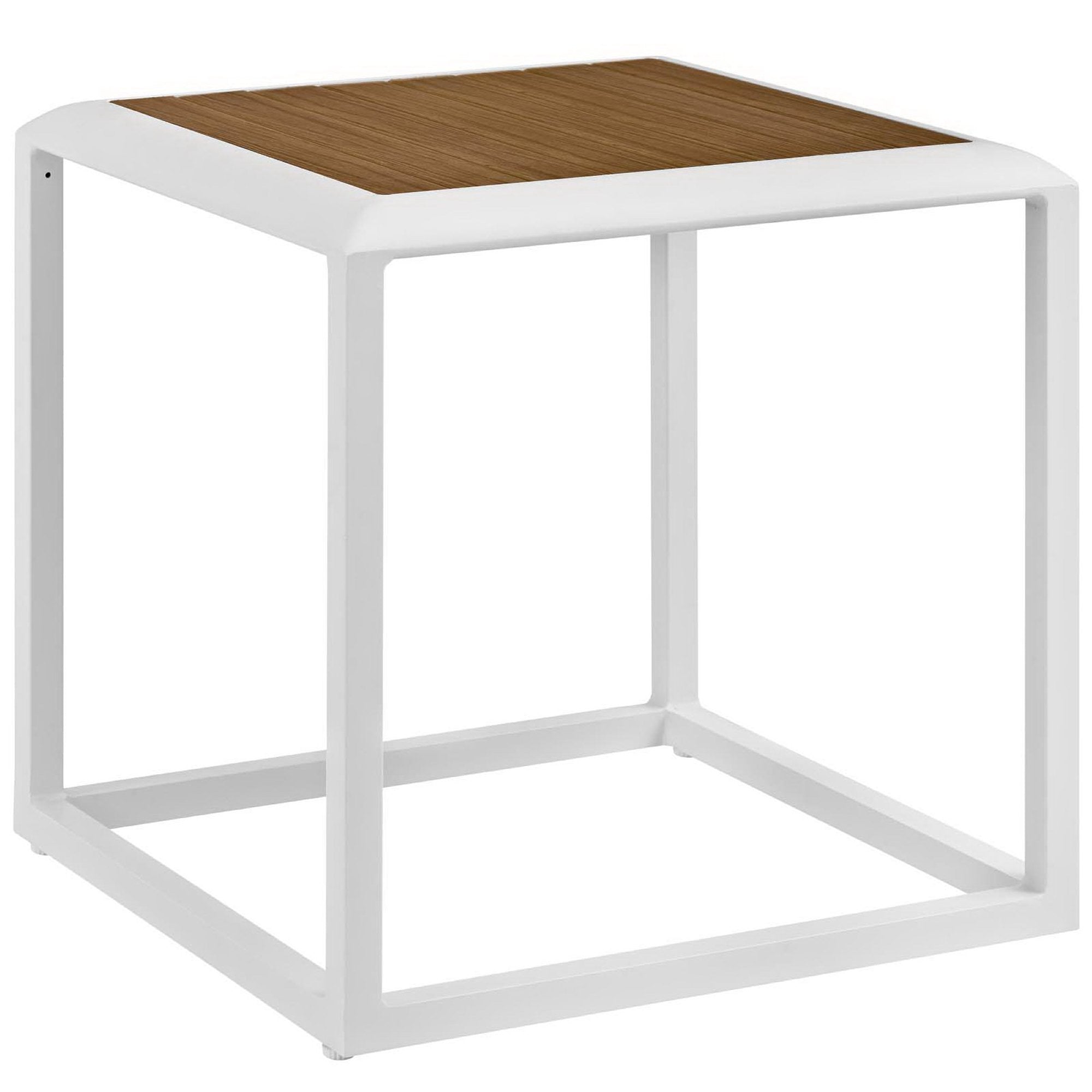 Stance Outdoor Patio Aluminum Side Table, White Natural