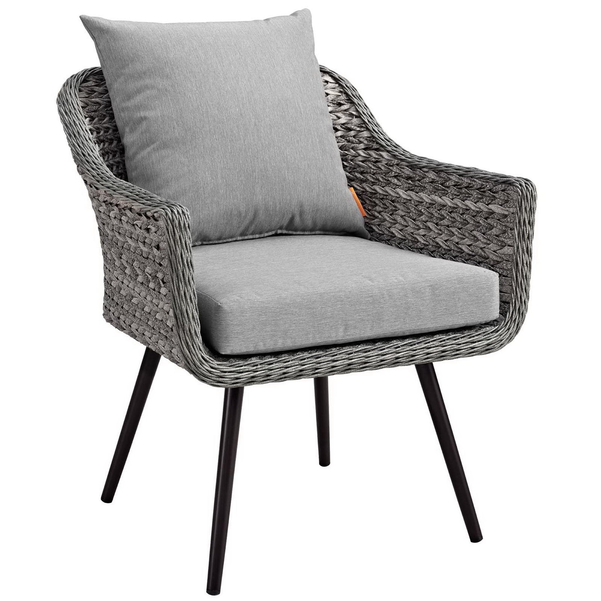 Endeavor Outdoor Patio Wicker Rattan Armchair, Gray Gray