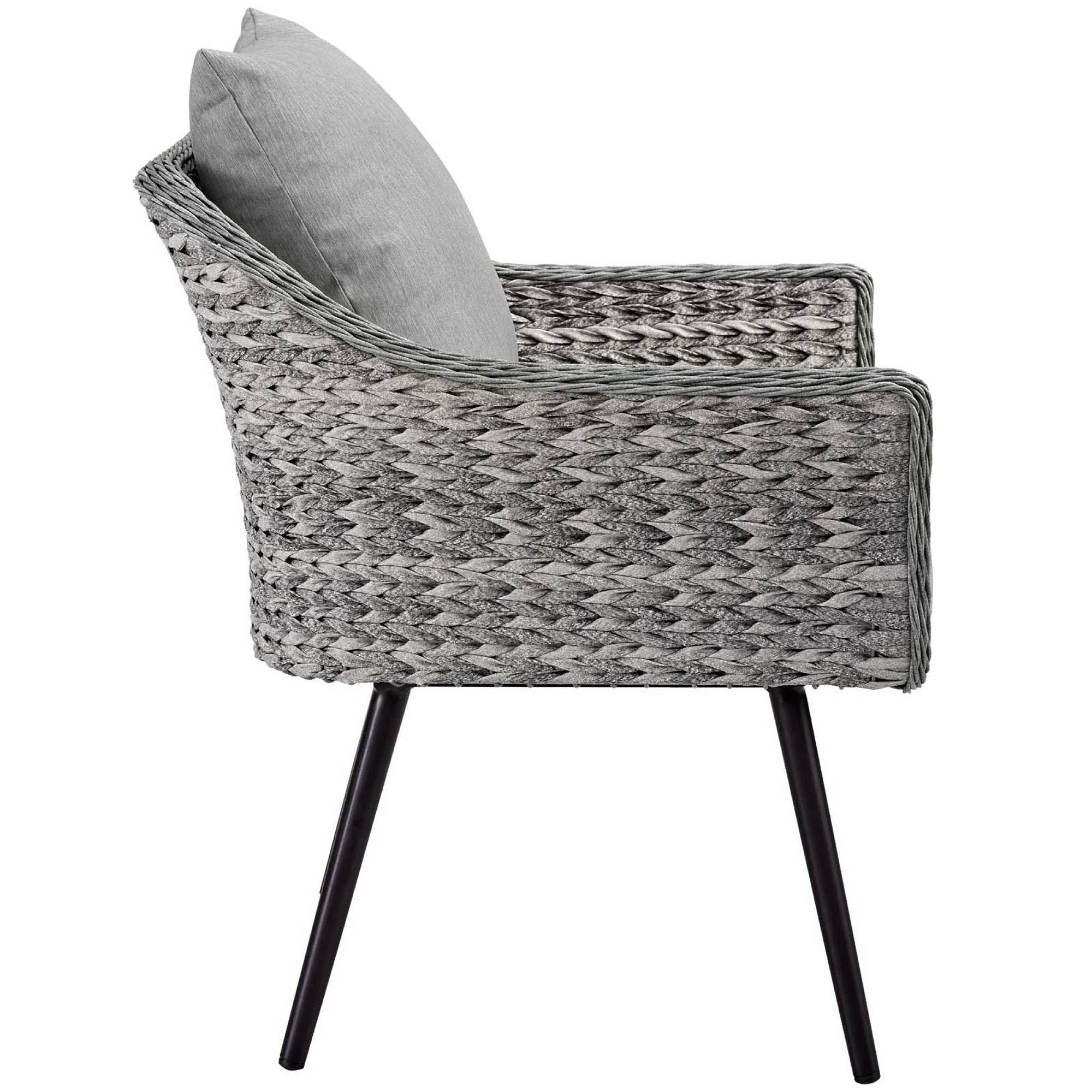 Endeavor Outdoor Patio Wicker Rattan Armchair, Gray Gray