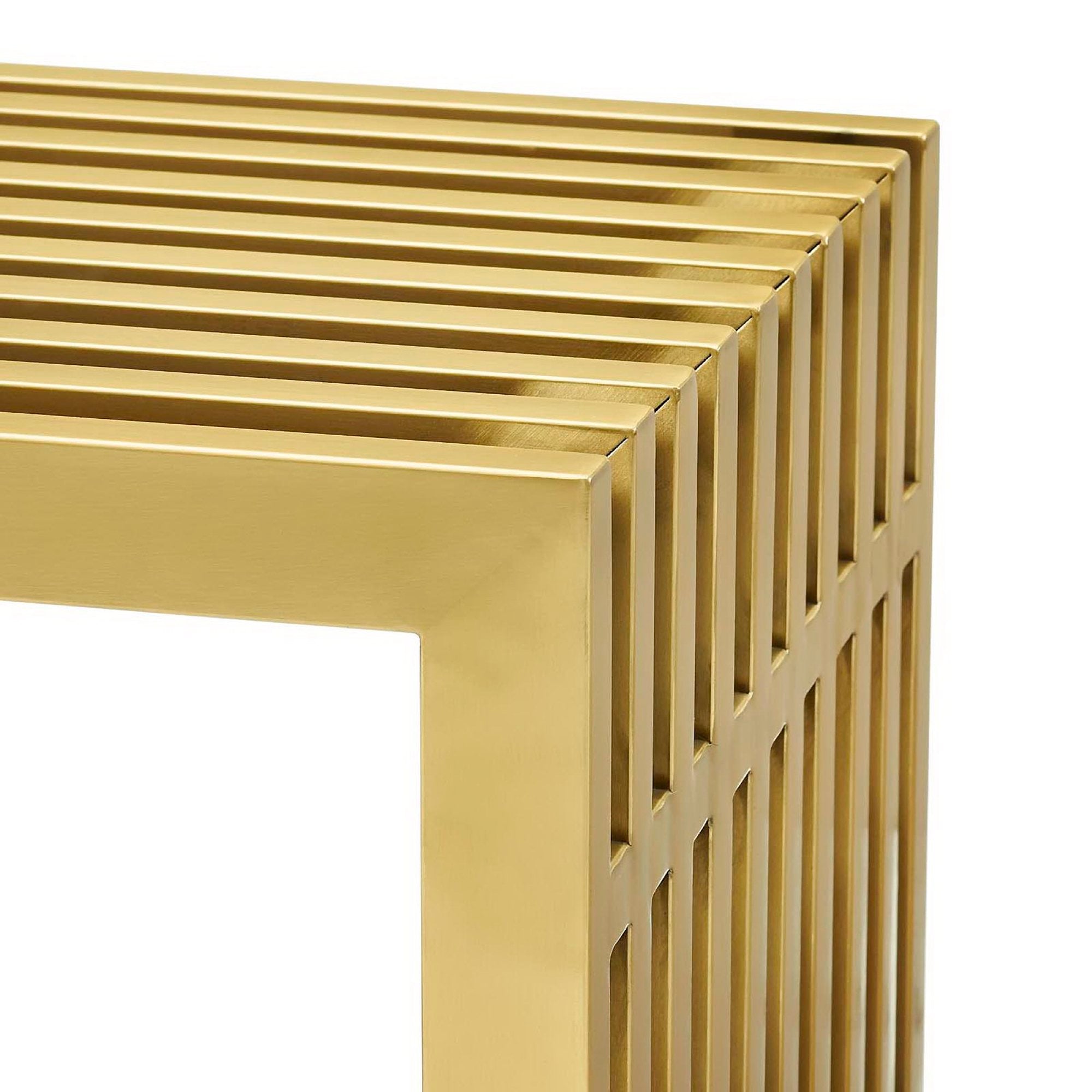 Gridiron Medium Stainless Steel Bench, Gold