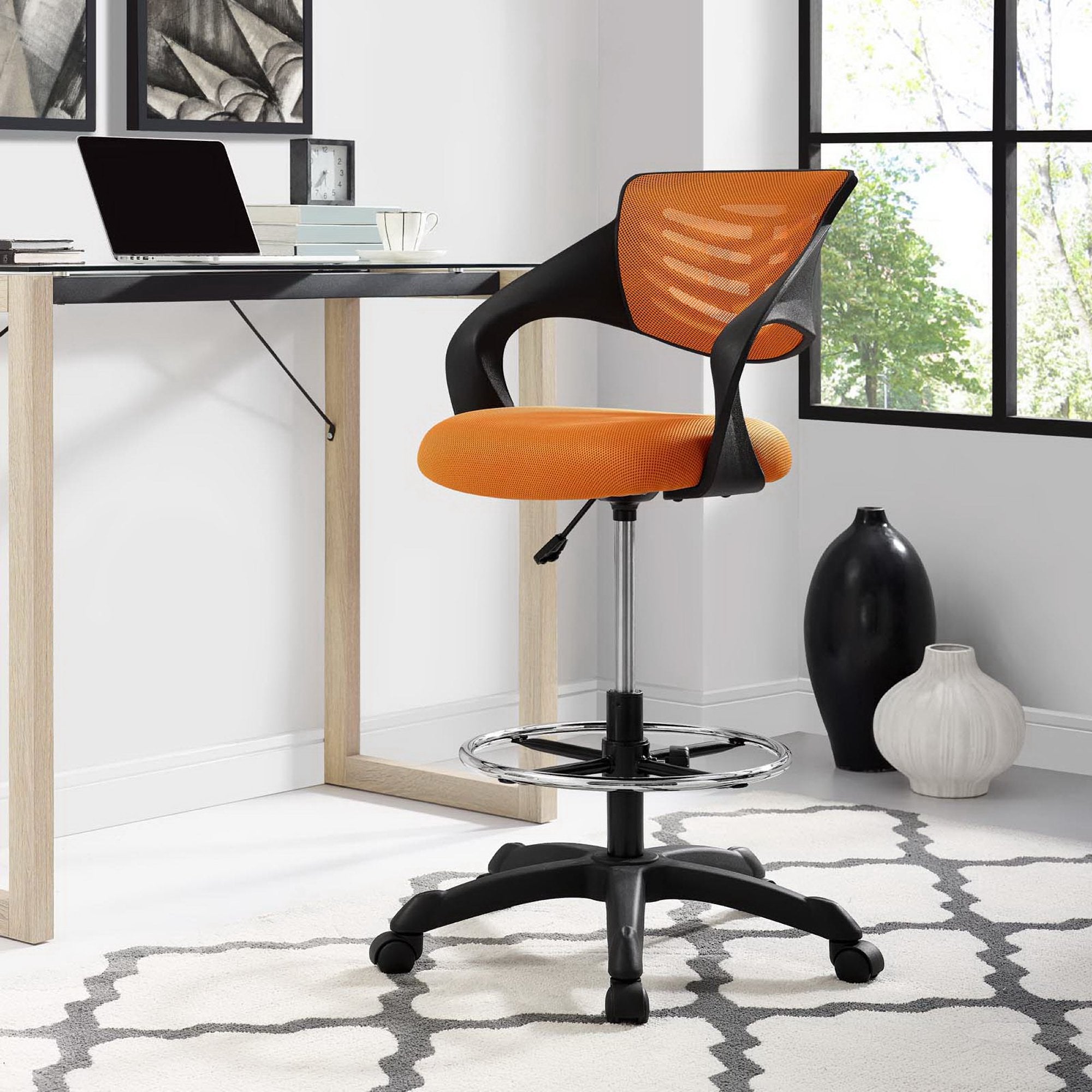 Thrive Mesh Drafting Chair, Orange