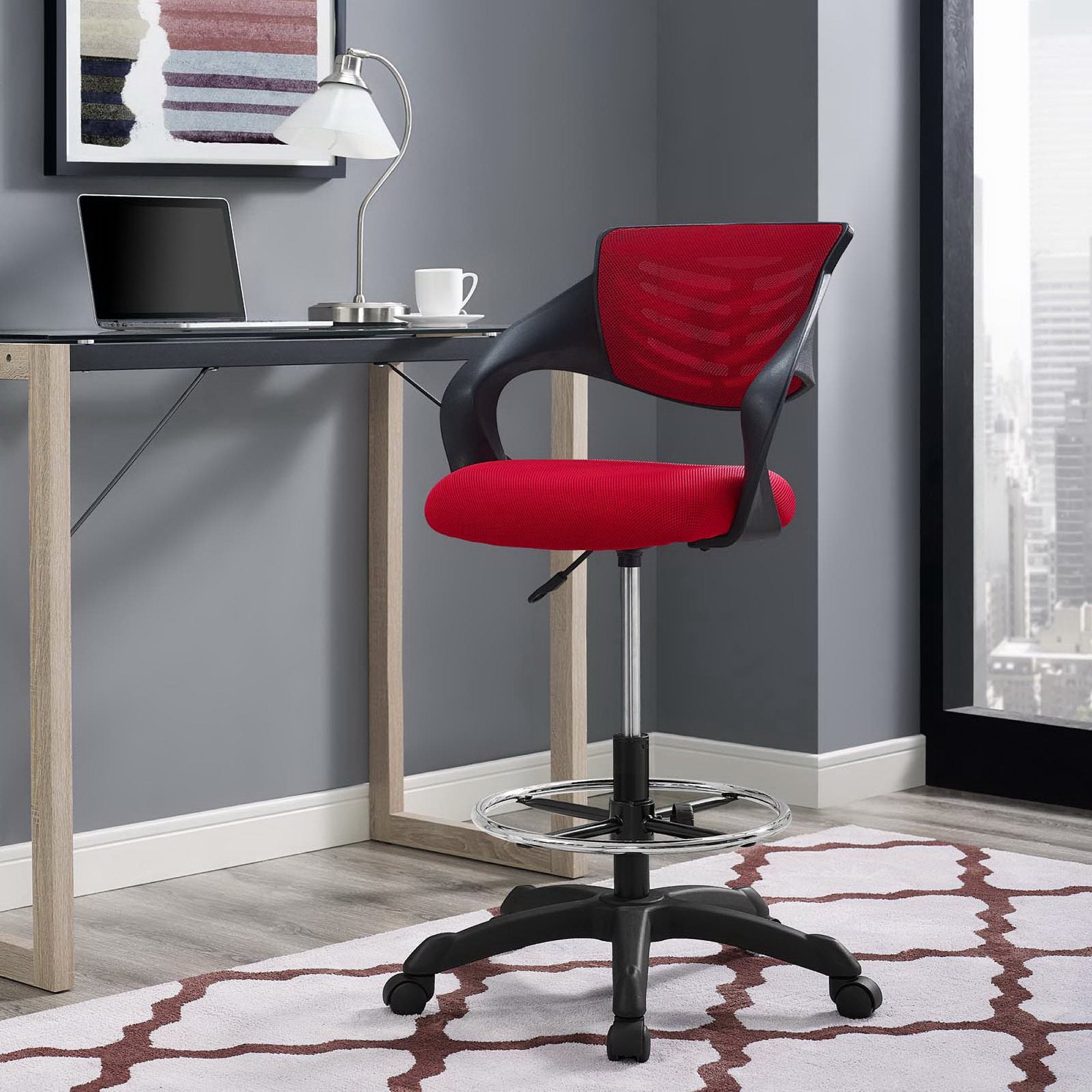 Thrive Mesh Drafting Chair, Red