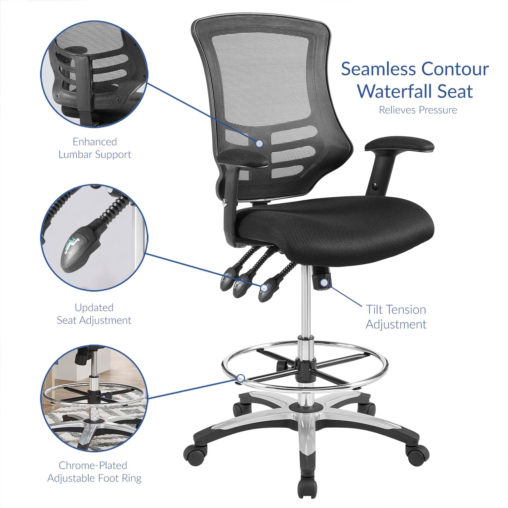 Calibrate Mesh Drafting Chair, Black