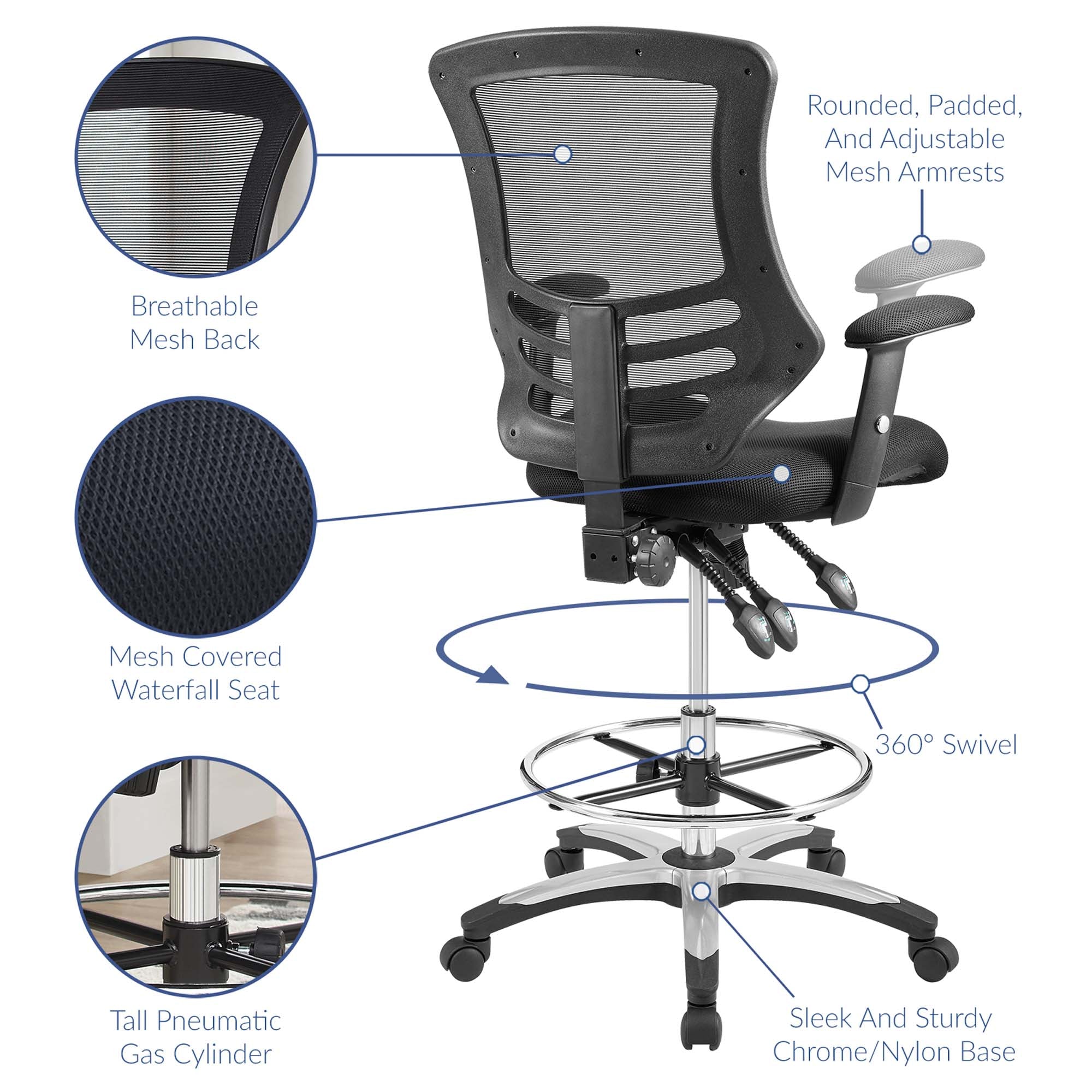 Calibrate Mesh Drafting Chair, Black