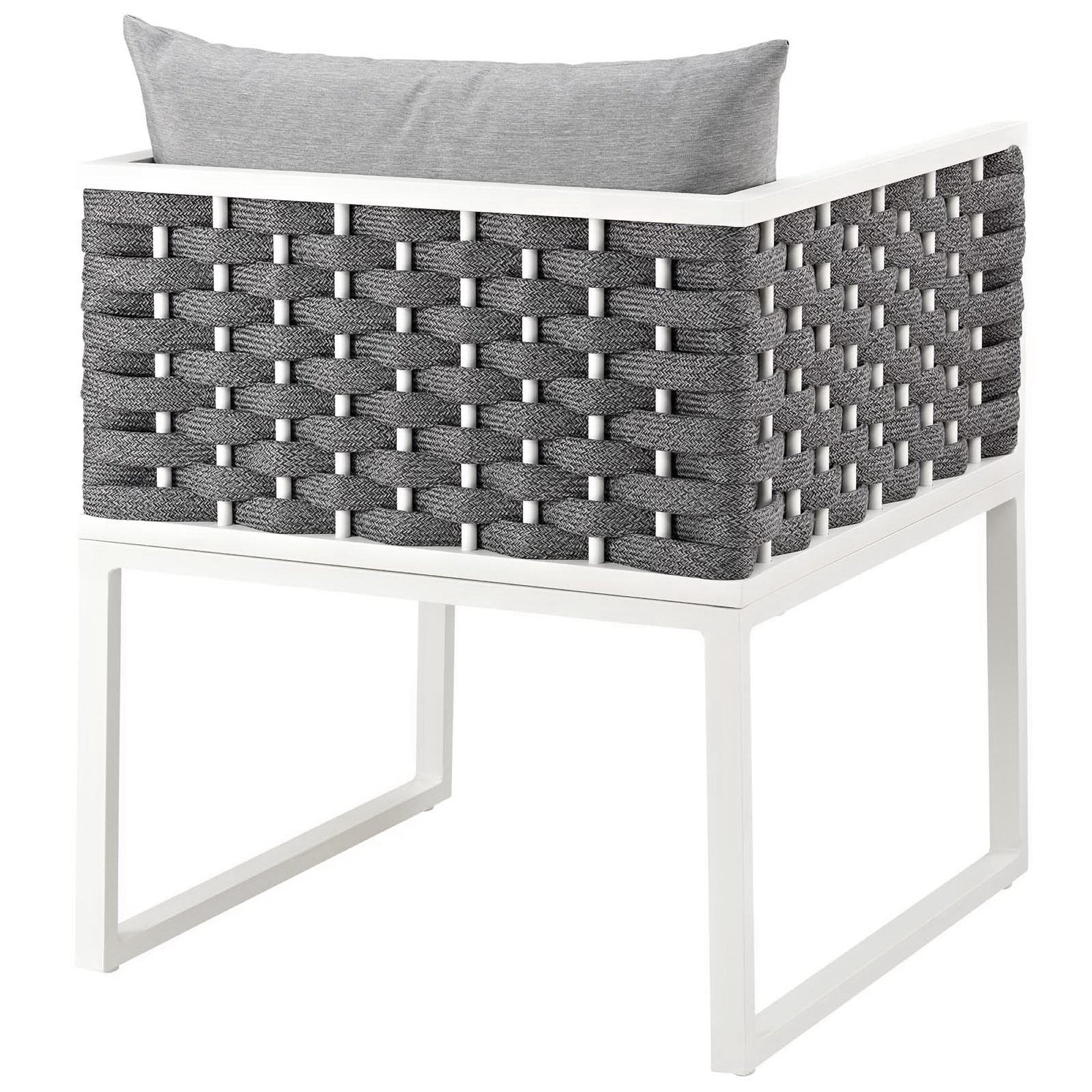 Stance Outdoor Patio Aluminum Dining Armchair, White Gray