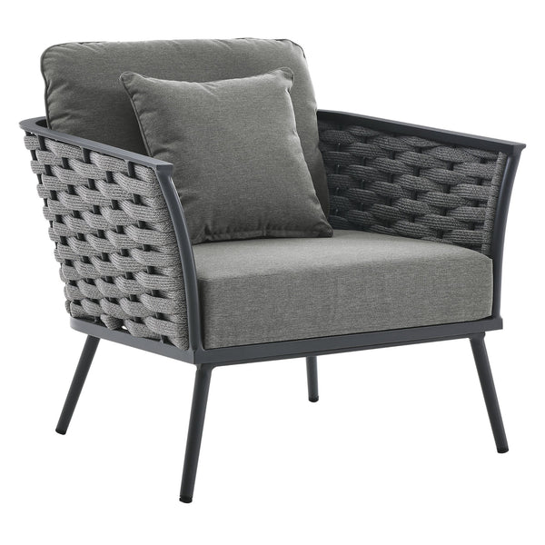 Stance Outdoor Patio Aluminum Armchair, Gray Charcoal