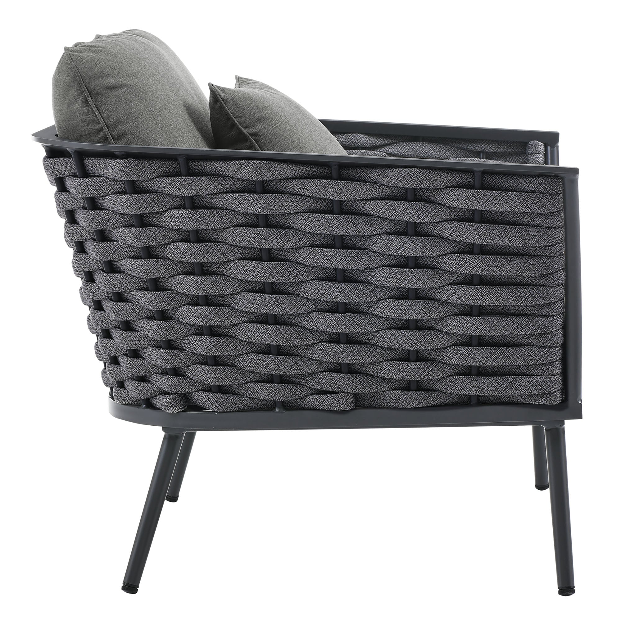 Stance Outdoor Patio Aluminum Armchair, Gray Charcoal