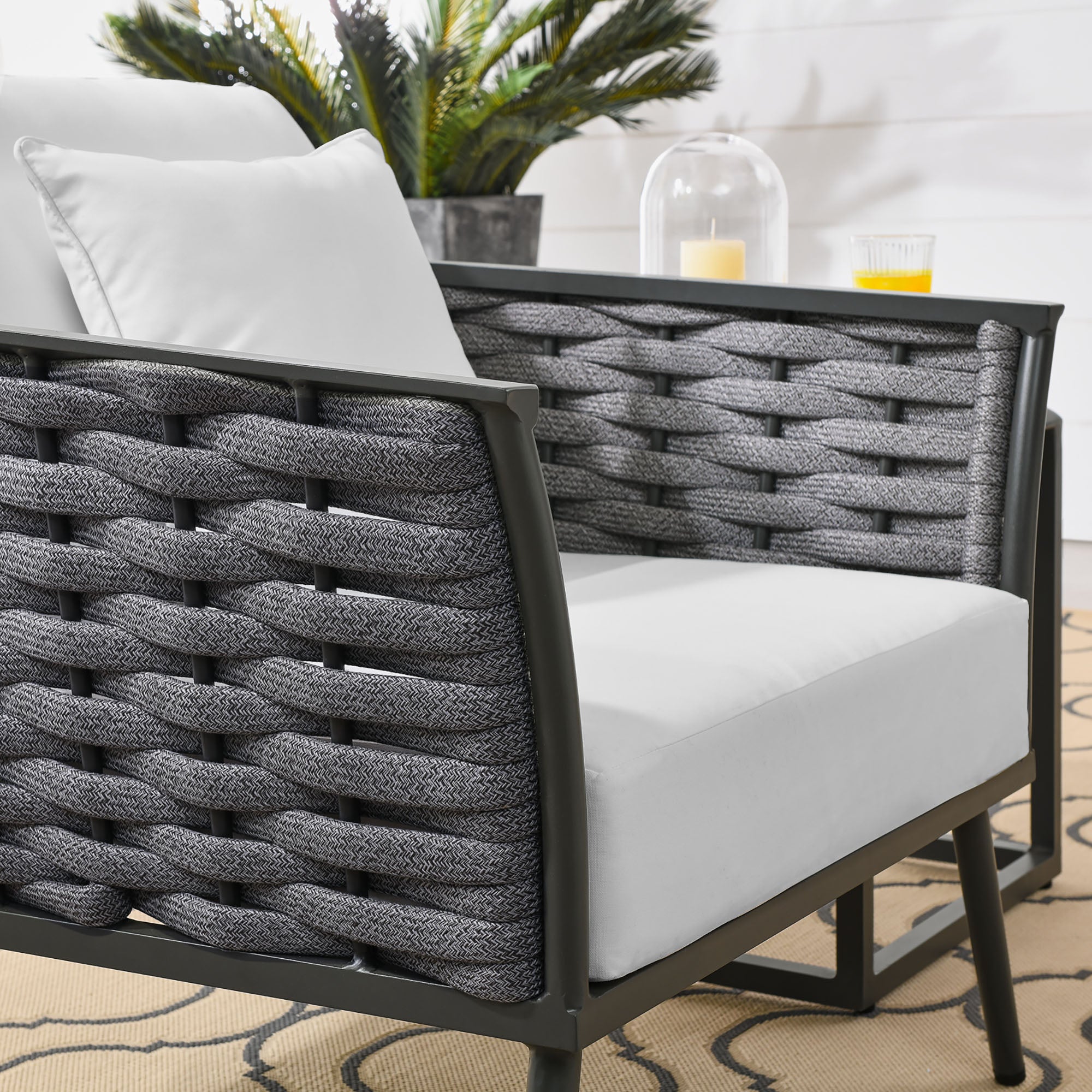 Stance Outdoor Patio Aluminum Armchair, Gray White