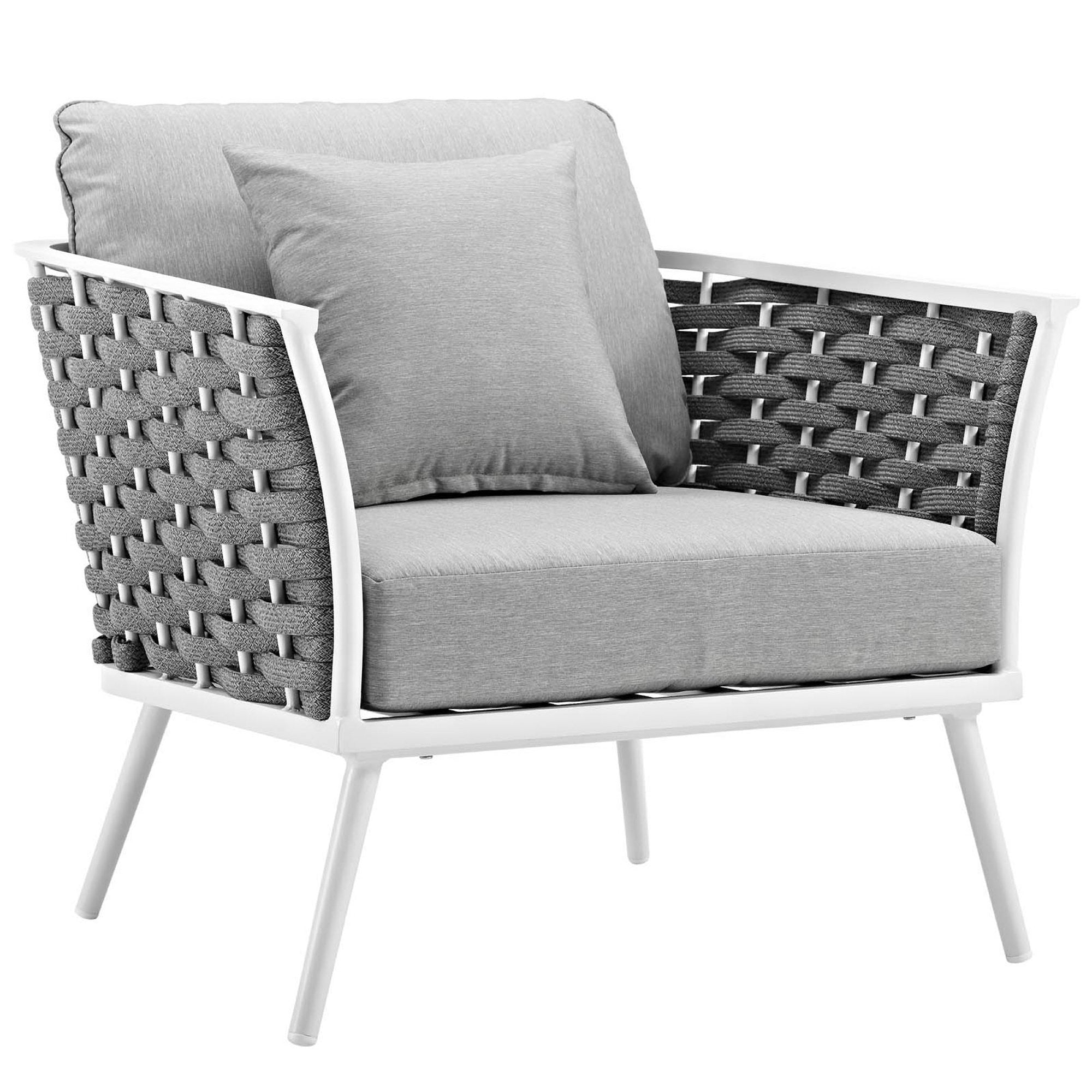 Stance Outdoor Patio Aluminum Armchair, White Gray