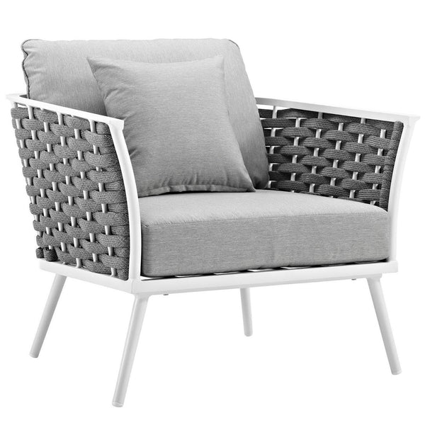 Stance Outdoor Patio Aluminum Armchair, White Gray