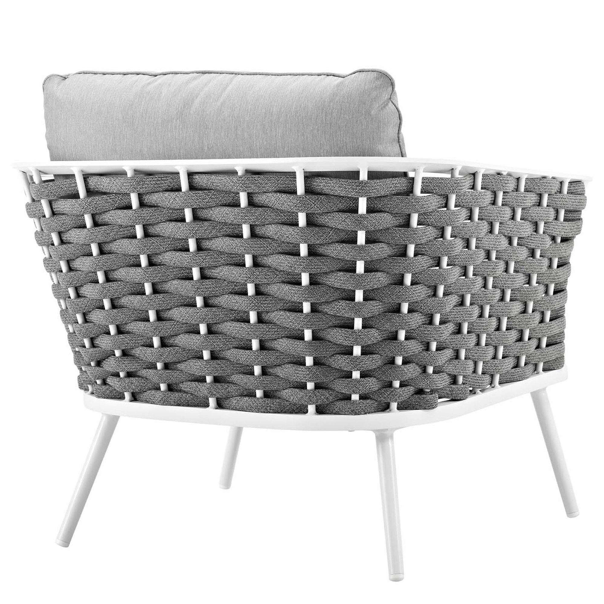 Stance Outdoor Patio Aluminum Armchair, White Gray