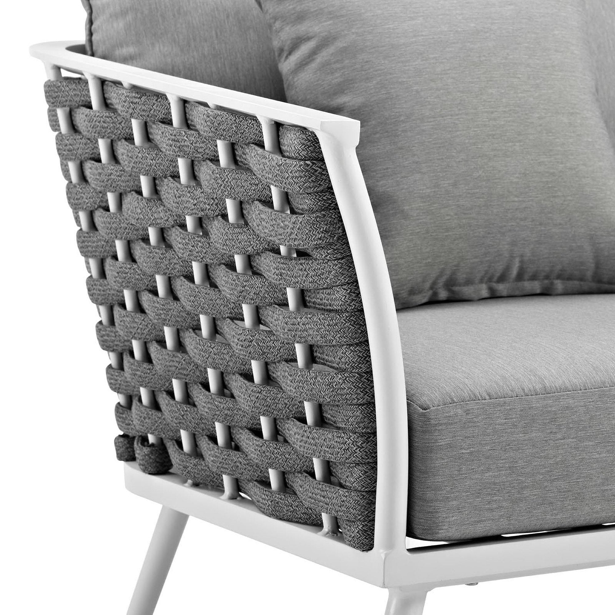 Stance Outdoor Patio Aluminum Armchair, White Gray