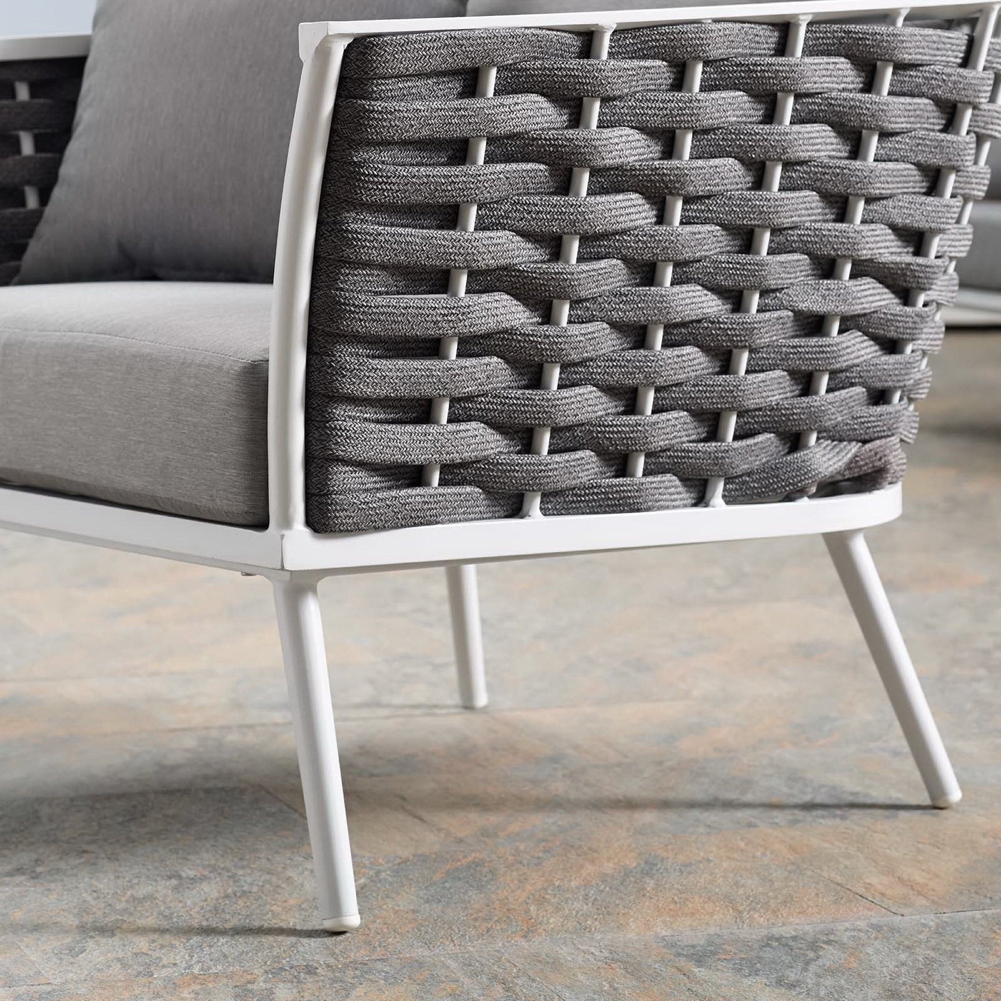 Stance Outdoor Patio Aluminum Armchair, White Gray