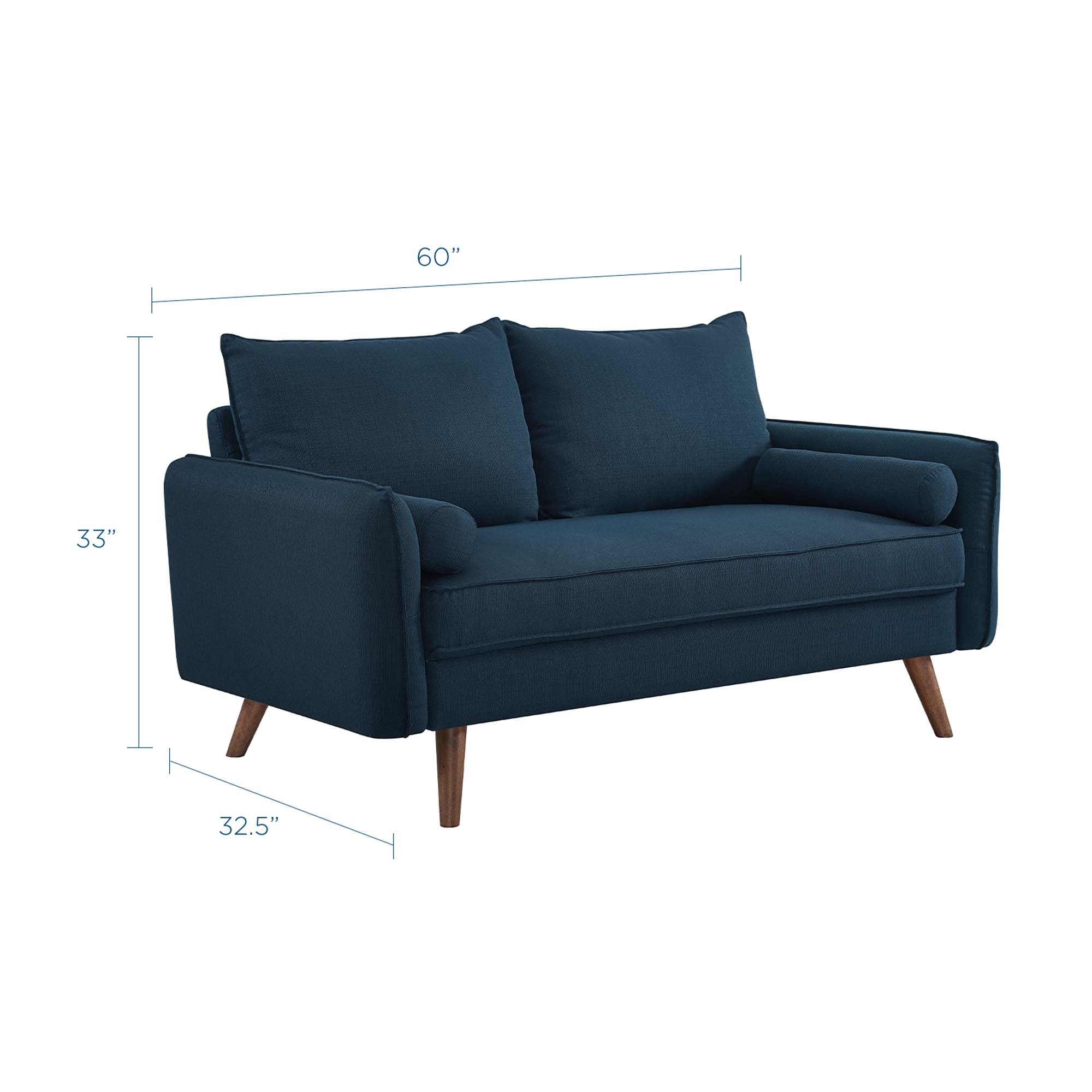 Revive Upholstered Fabric Loveseat, Azure