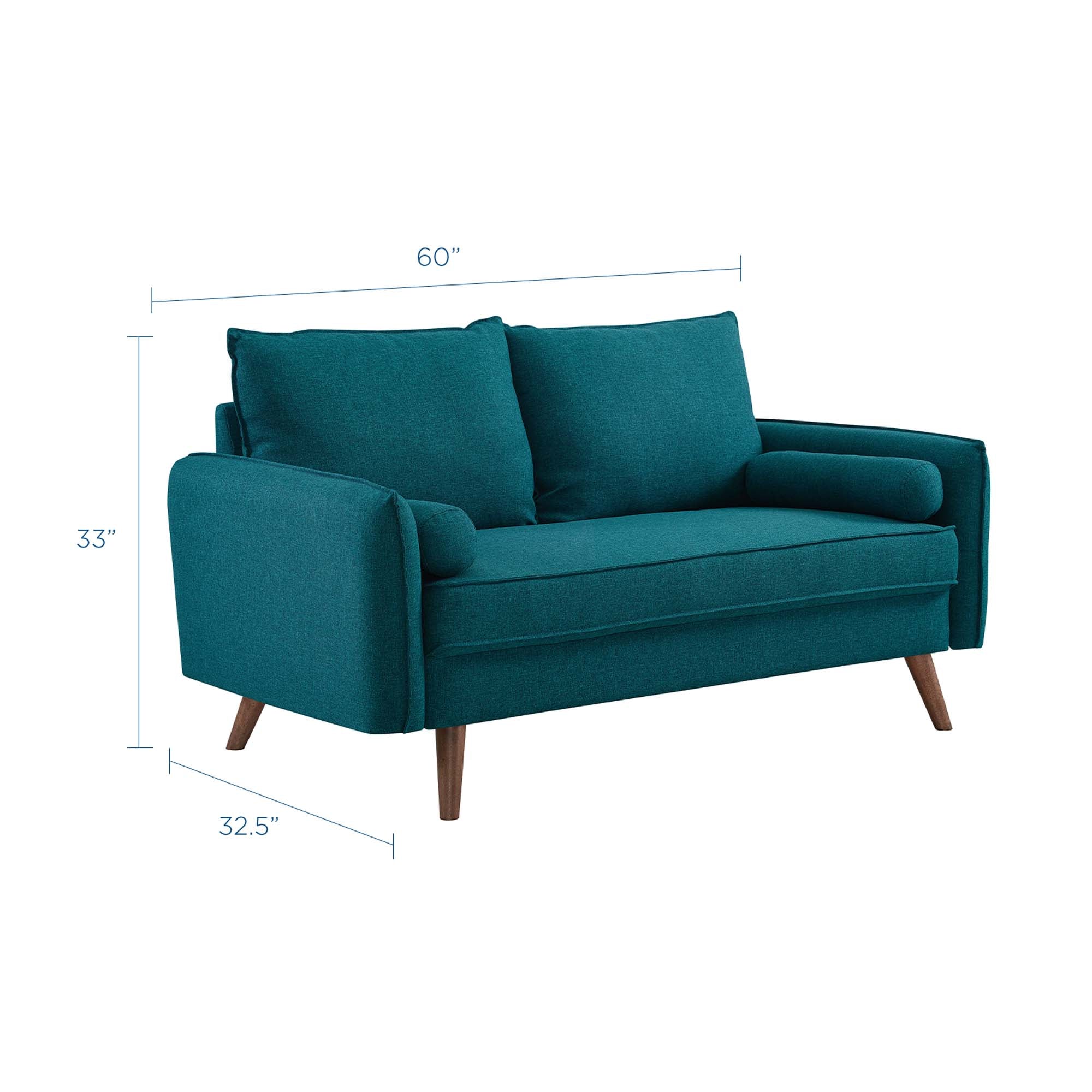 Revive Upholstered Fabric Loveseat, Teal